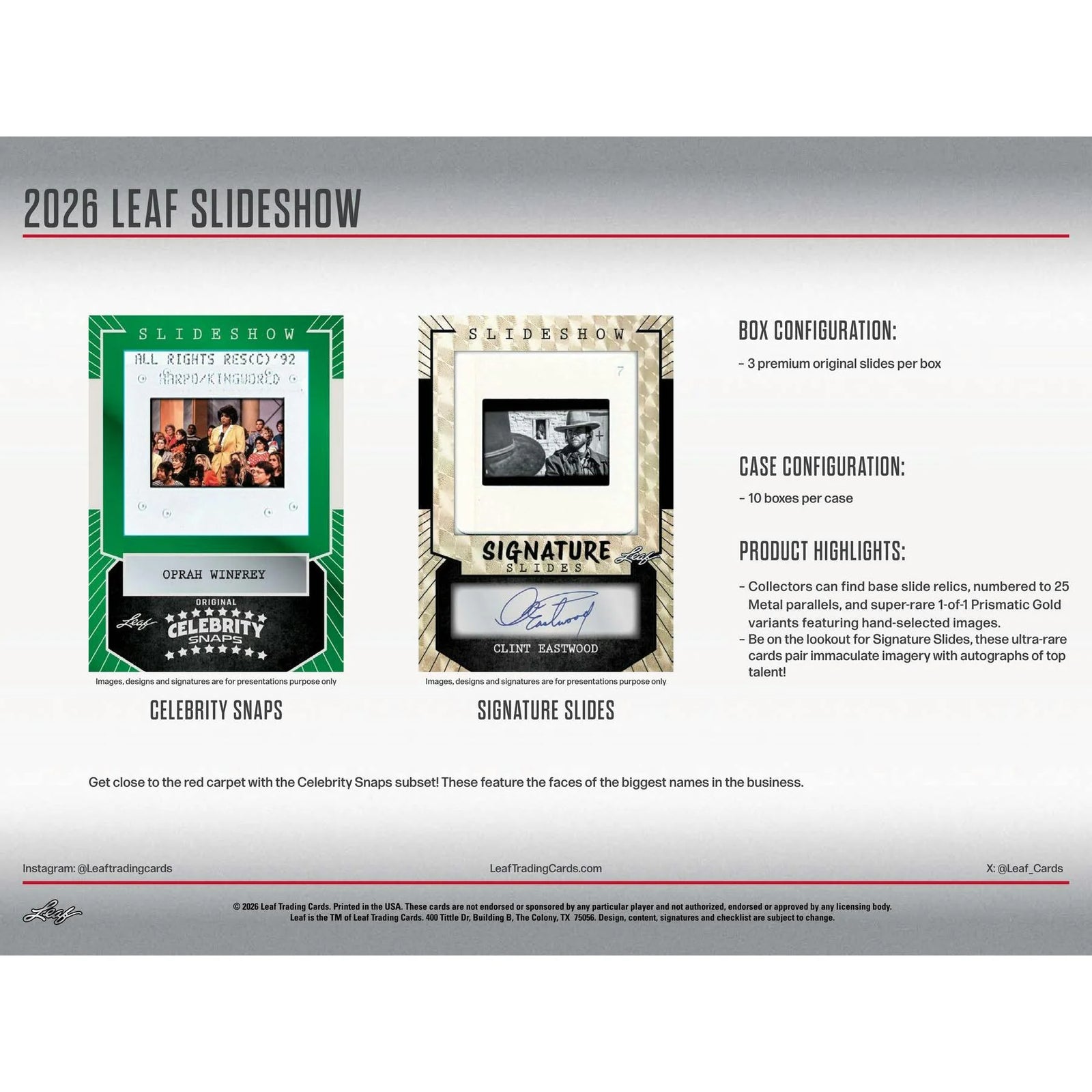 DRAFT - 2026 Leaf Slideshow Hobby 10-Box Case | Entertainment