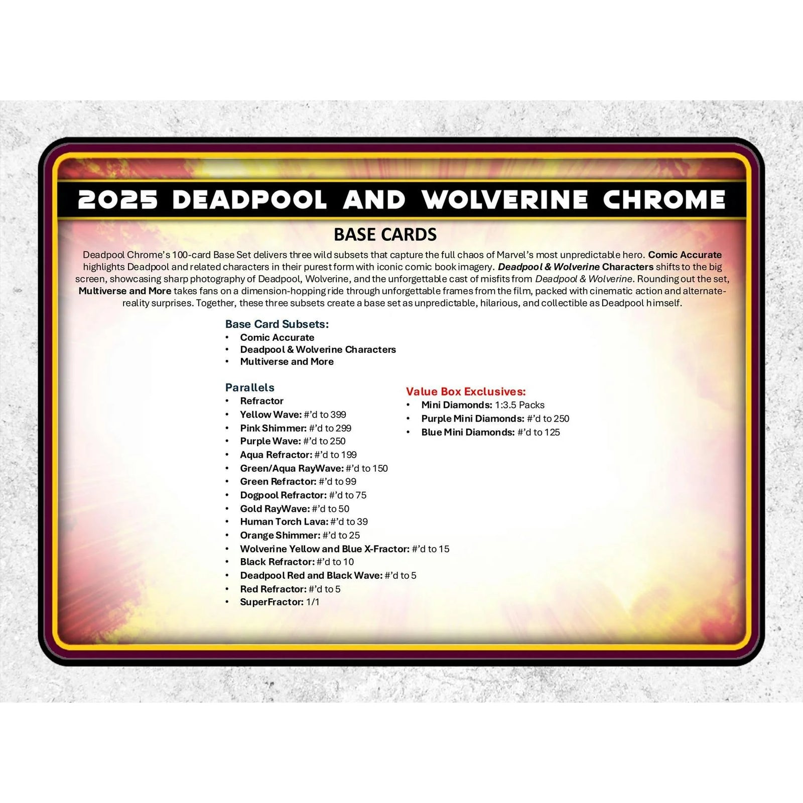 DRAFT - 2025 Topps Deadpool Chrome Blaster 40-Box Case