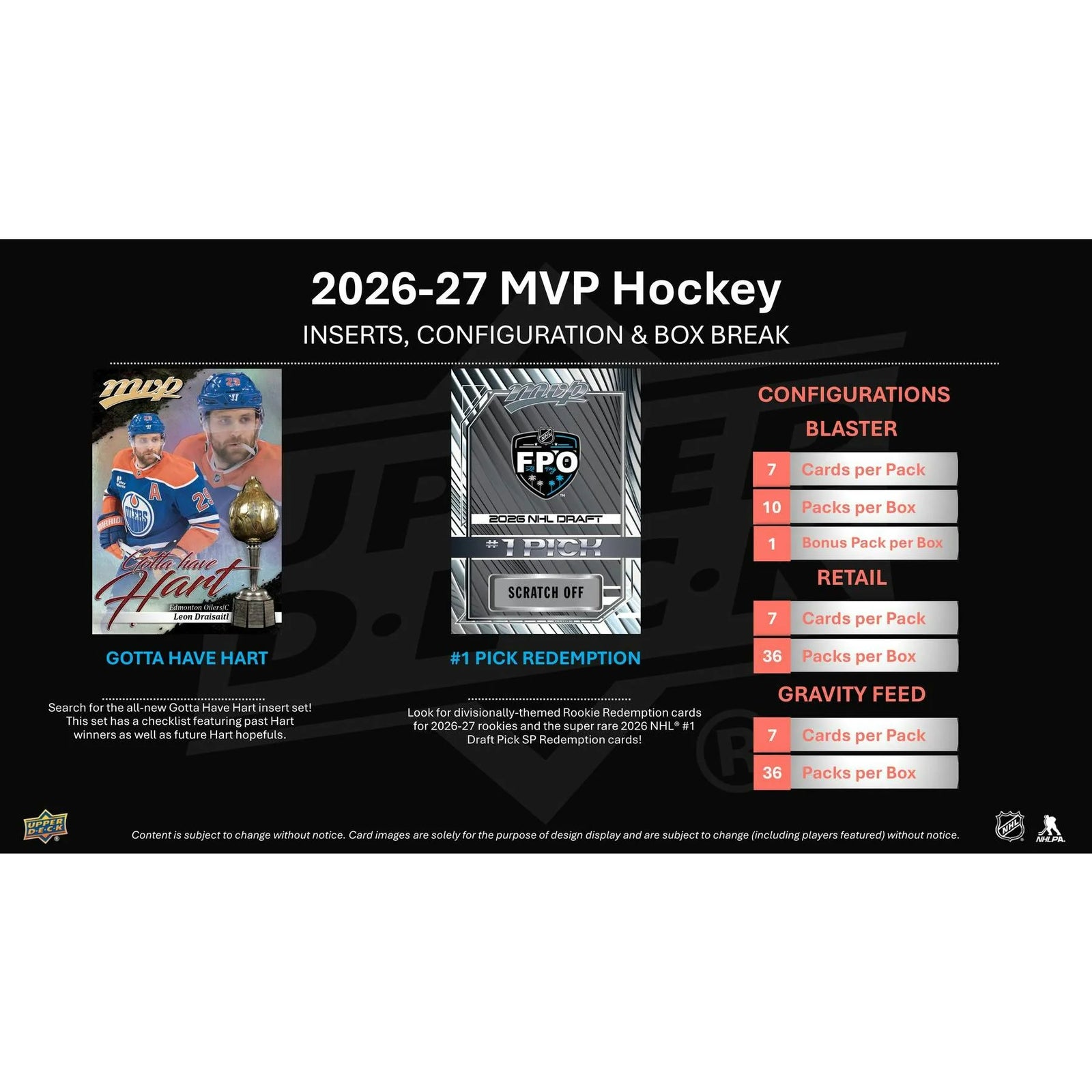 DRAFT - Presell 2026/27 Upper Deck MVP Hockey 36-Pack Retail 20-Box Case (Presell) Releases Aug. 19th, 2026