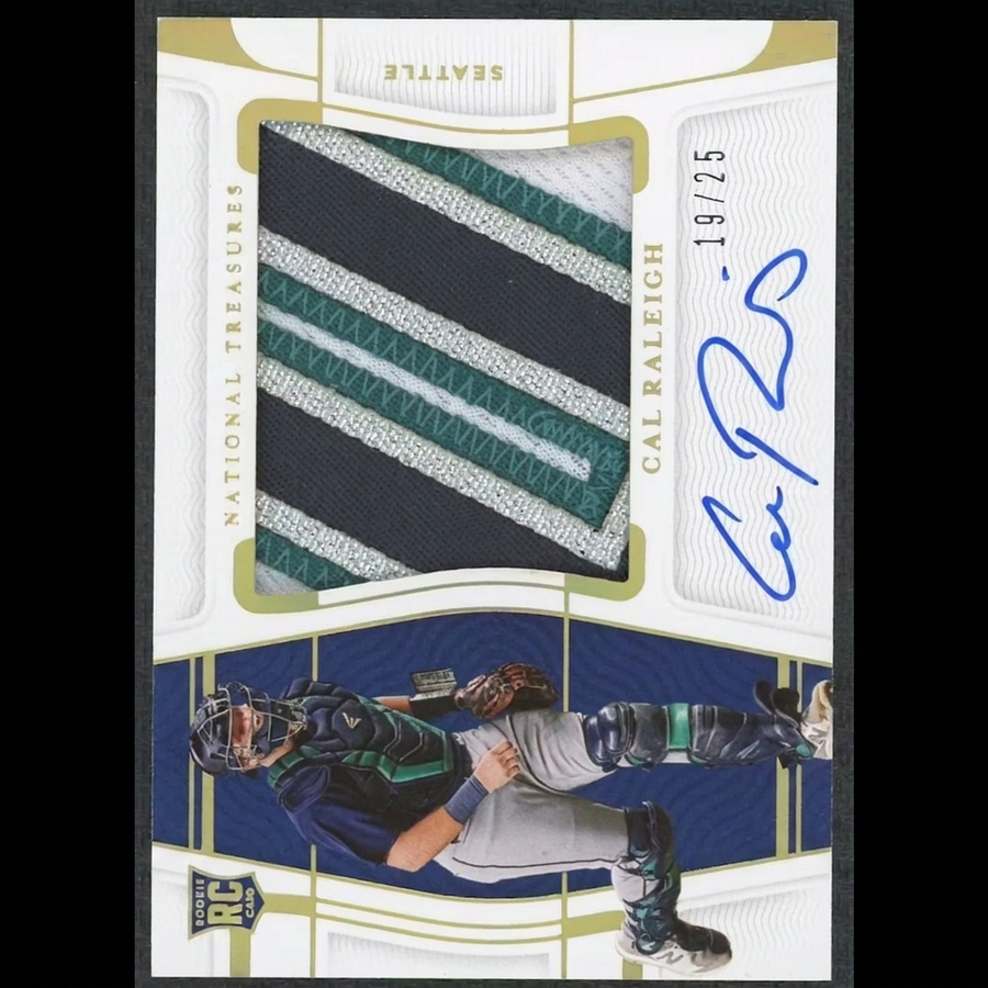 Cal Raleigh Signed Rookie Patch Auto Card | 2022 Panini National Treasures/25