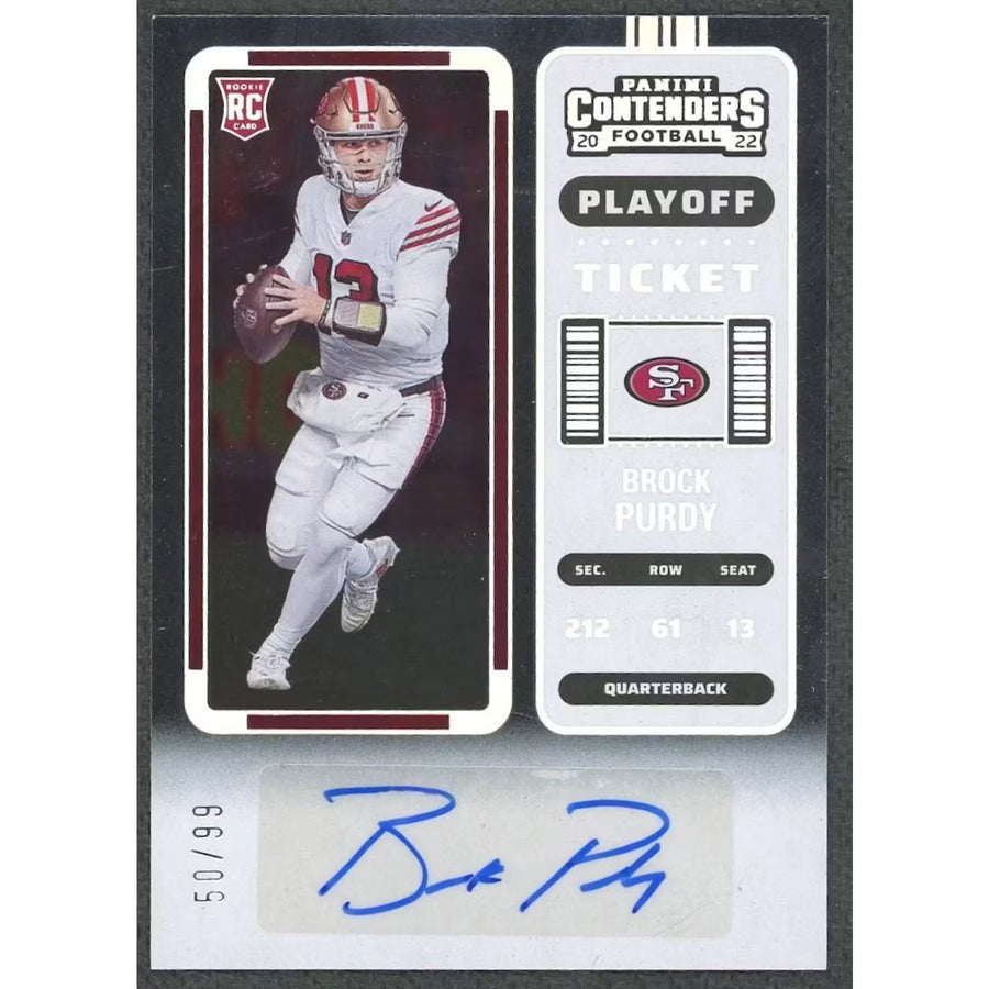 Brock Purdy Signed 2022 Panini Contenders Playoff Ticket Rookie Card |/99