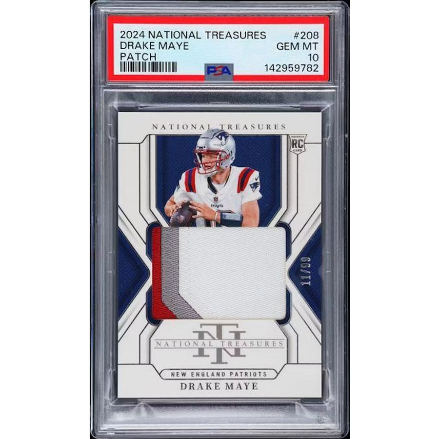 Drake Maye 2024 National Treasures Rookie Patch Card | PSA 10