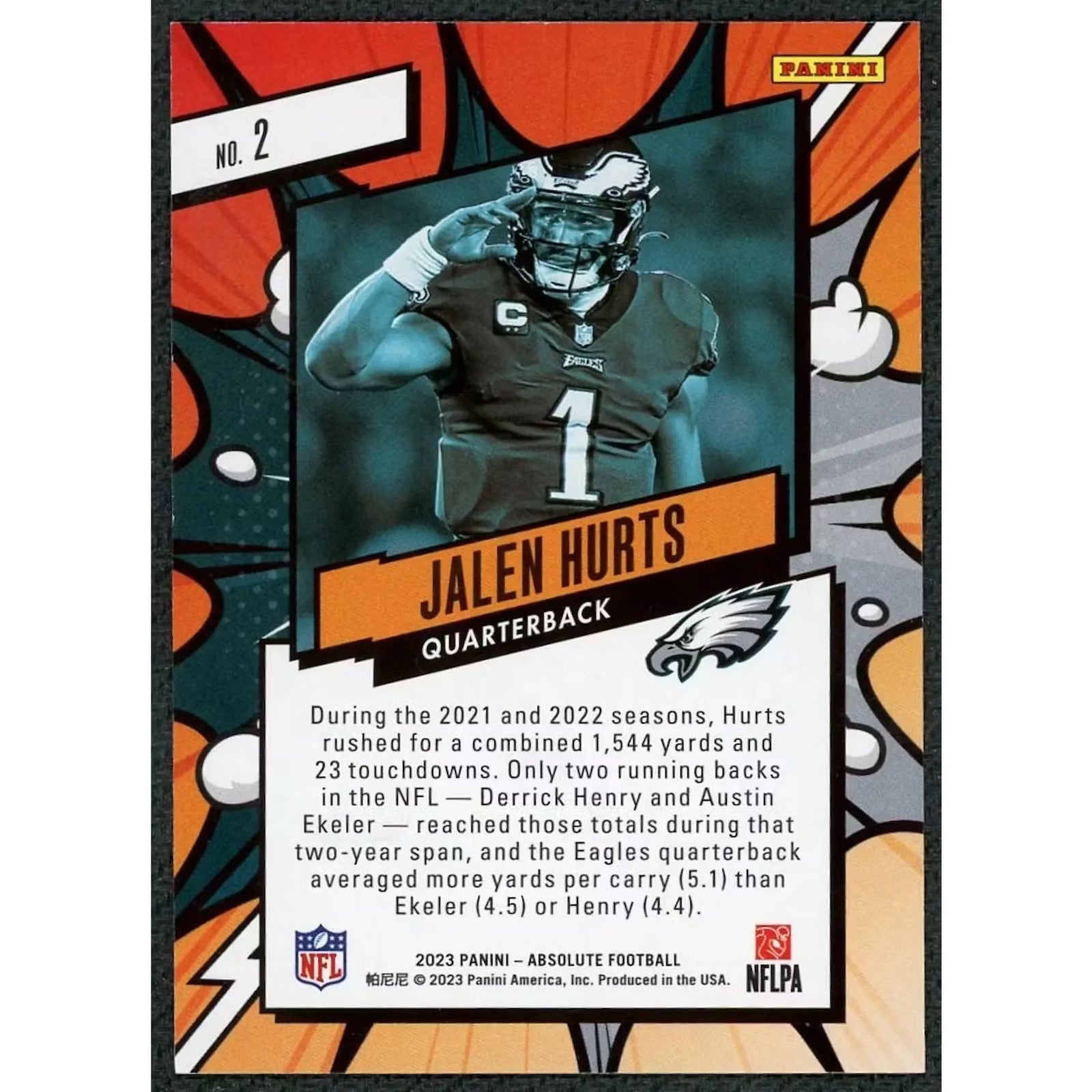 Jalen Hurts 2023 Panini Absolute Explosive #2 Card