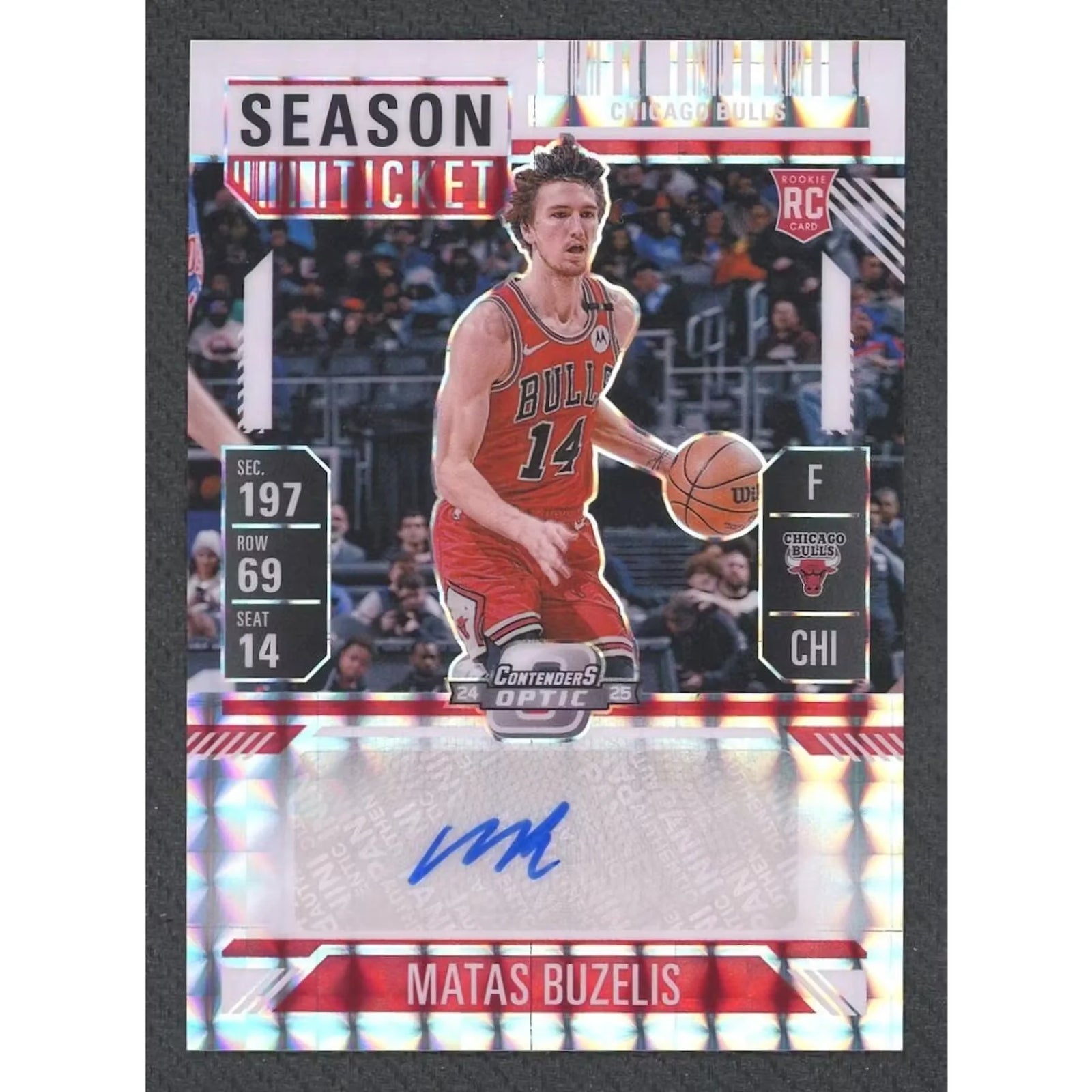 Matas Buzelis Signed Rookie Card | 2024-25 Panini Mosaic Contenders Optic