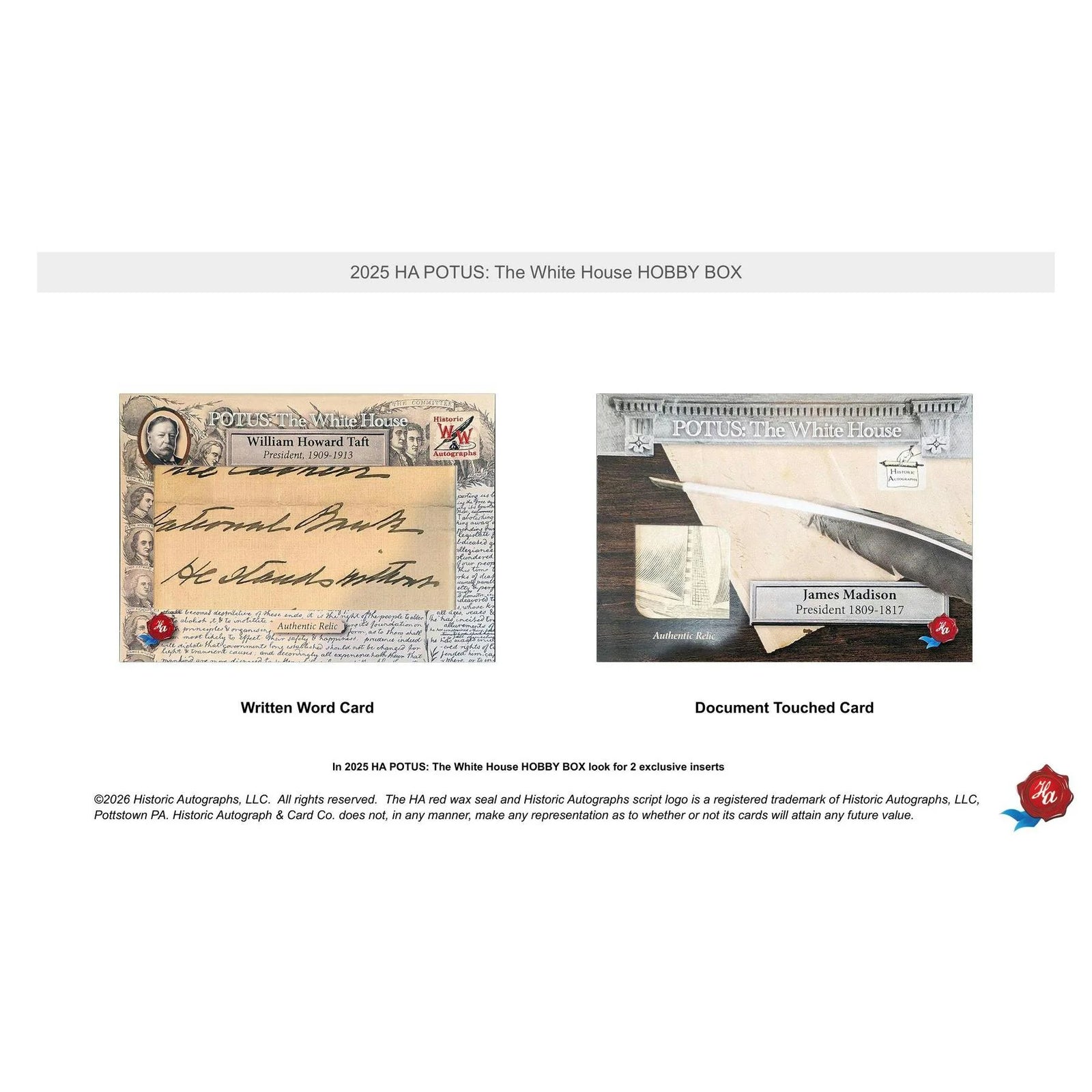 DRAFT - 2025 Historic Autographs POTUS: The White House Hobby Box