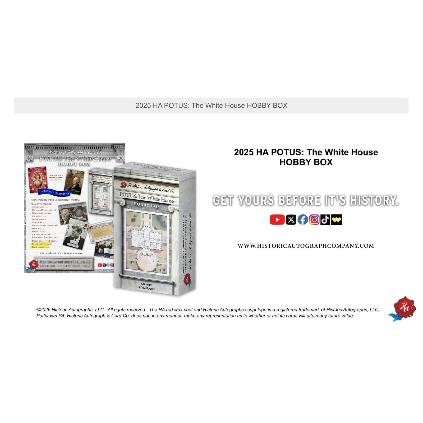 DRAFT - 2025 Historic Autographs POTUS: The White House Hobby Box