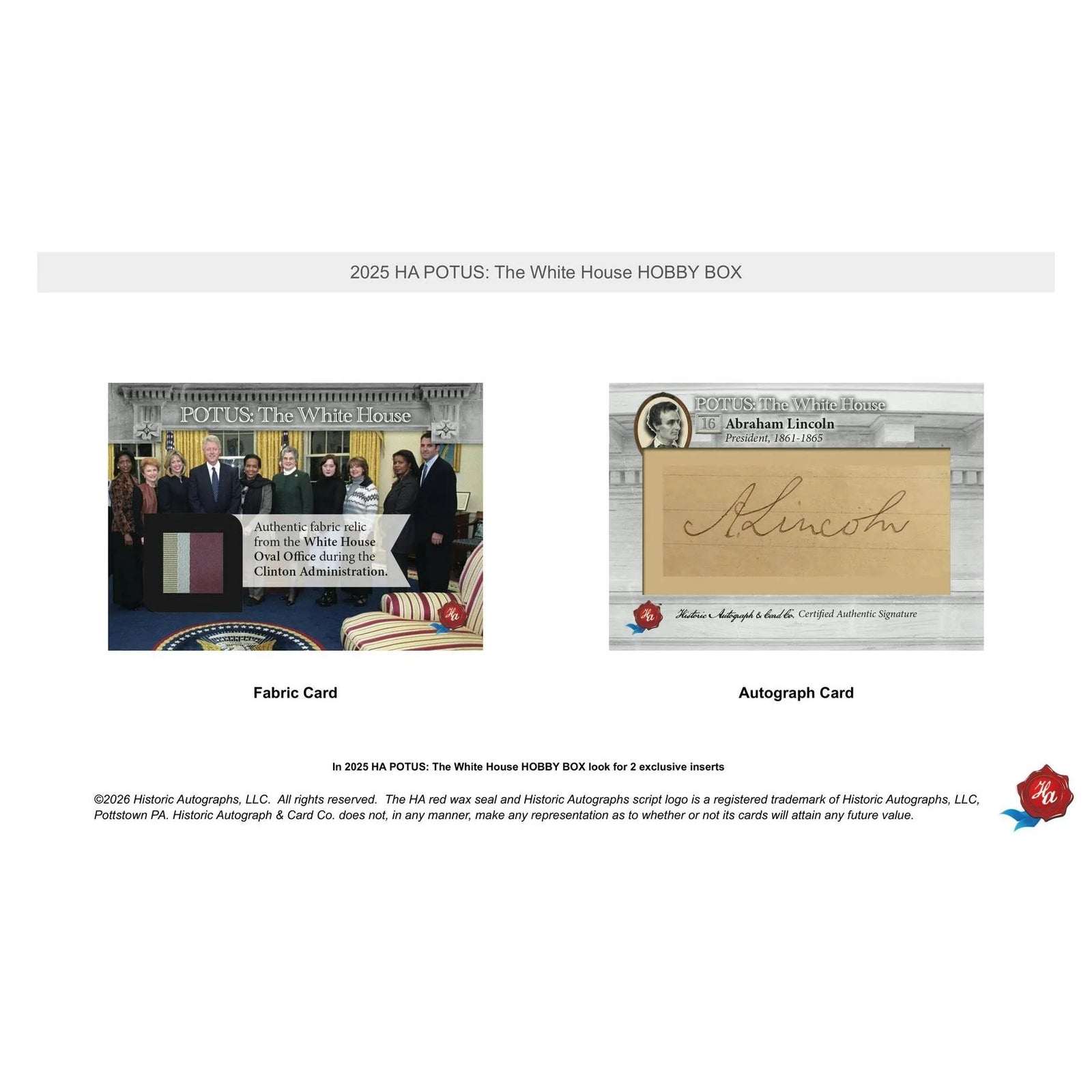 DRAFT - 2025 Historic Autographs POTUS: The White House Hobby Box