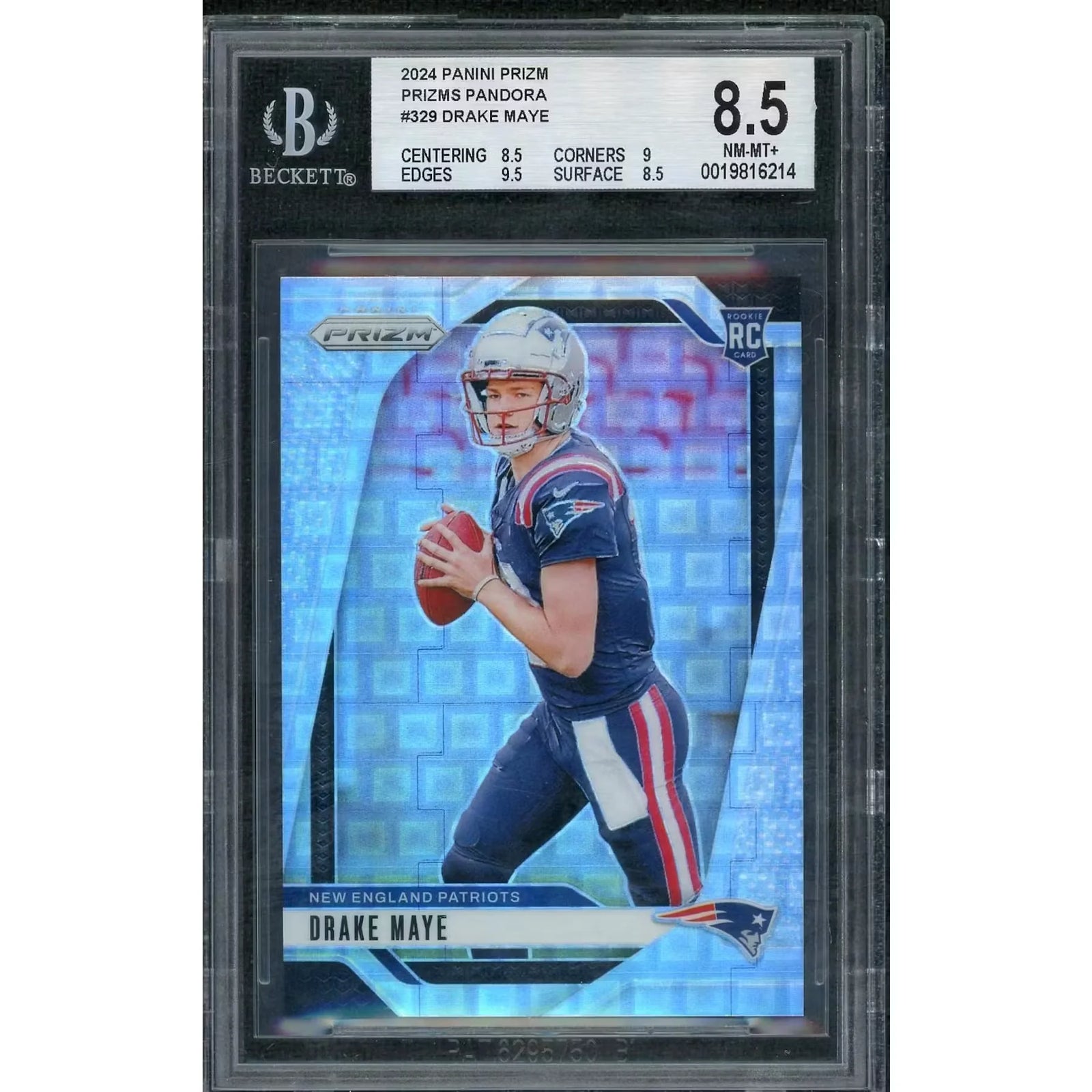 Drake Maye 2024 Panini Prizm Pandora Card | BGS 8.5 Graded