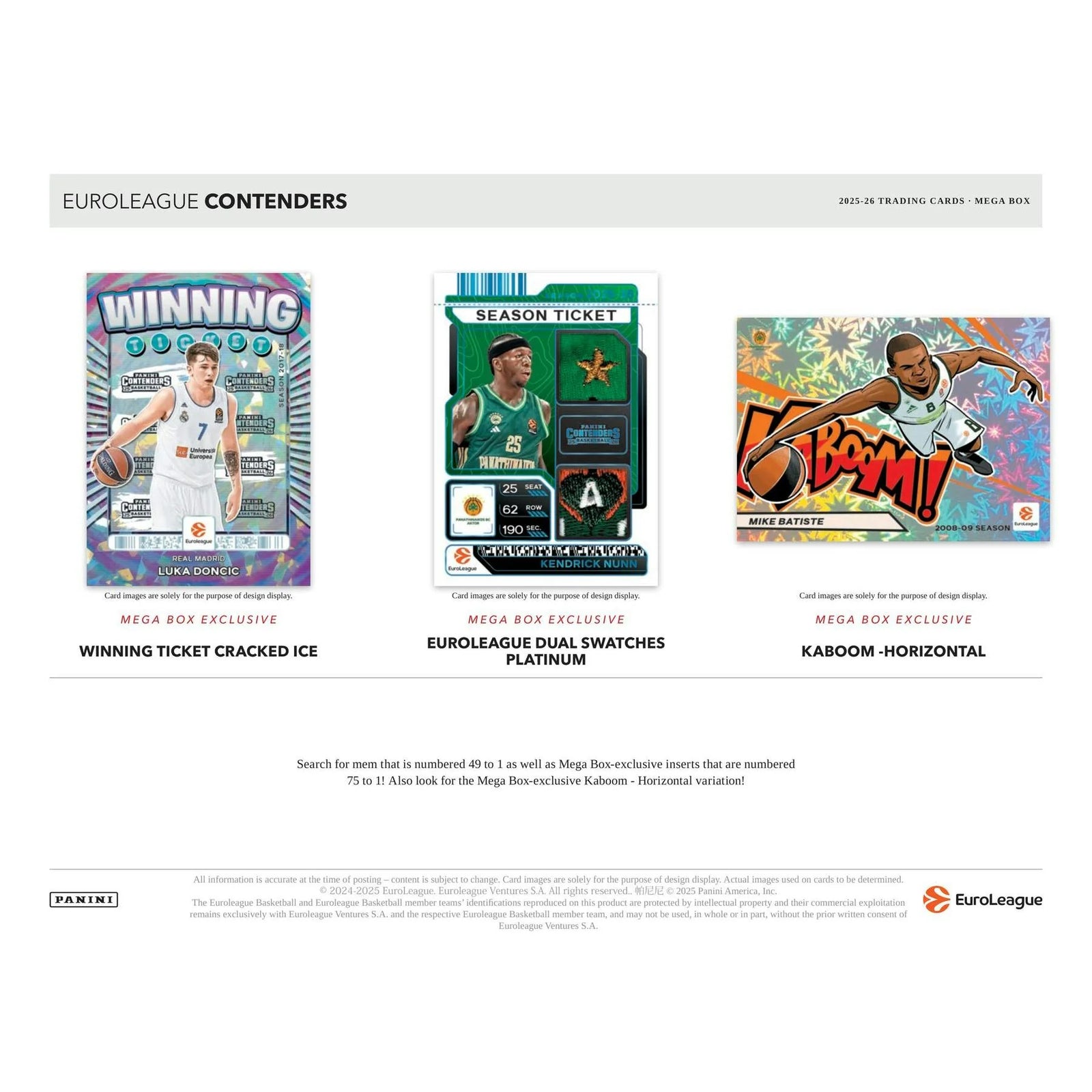 DRAFT - New 2025/26 Panini Contenders EuroLeague Basketball Mega Hobby 20-Box Case