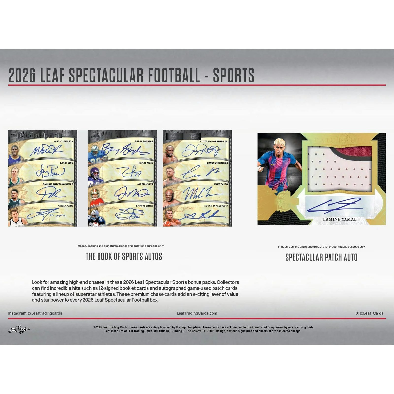 DRAFT - Presell 2026 Leaf Spectacular Football Hobby Box (Presell) Releases Jun. 10th, 2026