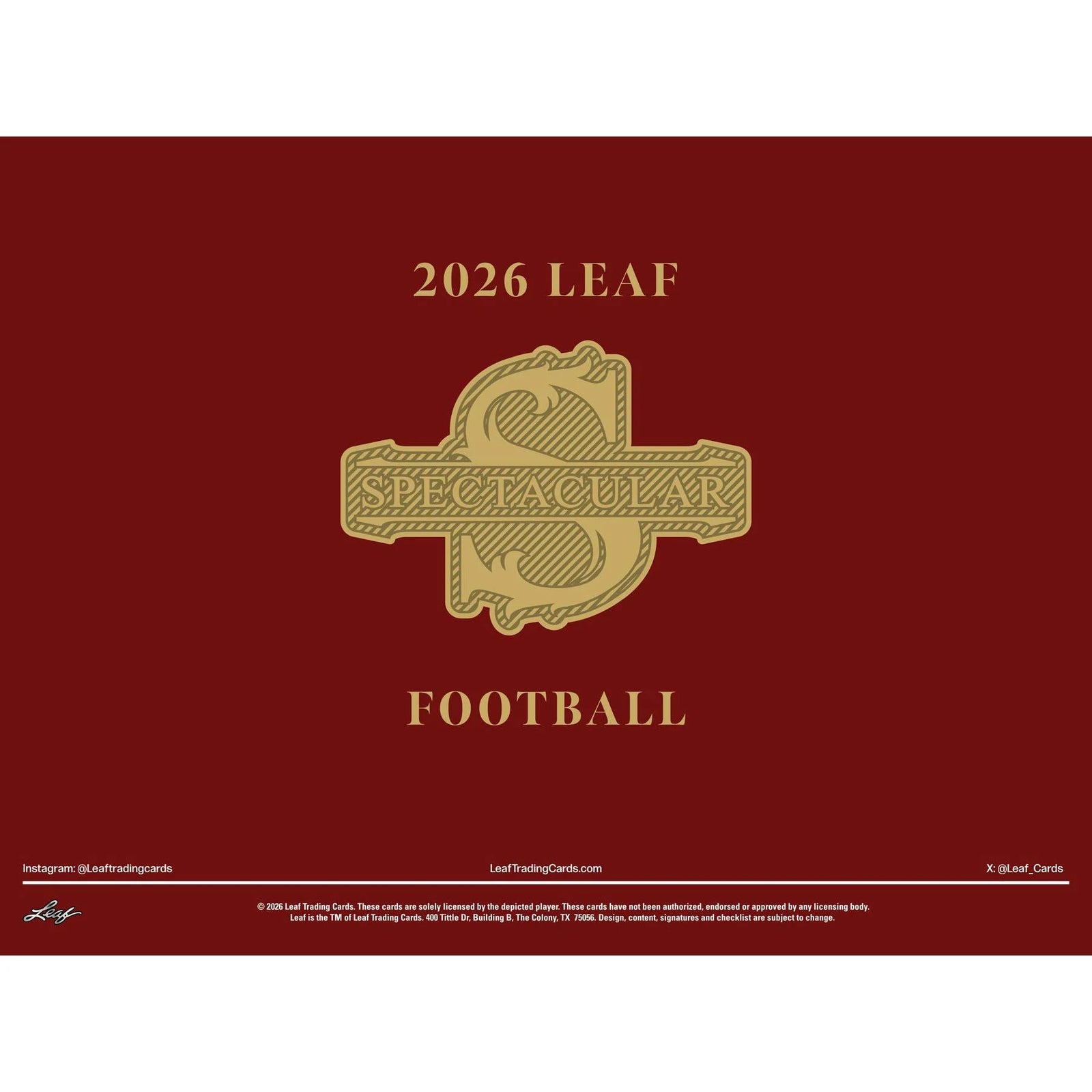DRAFT - Presell 2026 Leaf Spectacular Football Hobby 3-Box Case (Presell) Releases Jun. 10th, 2026
