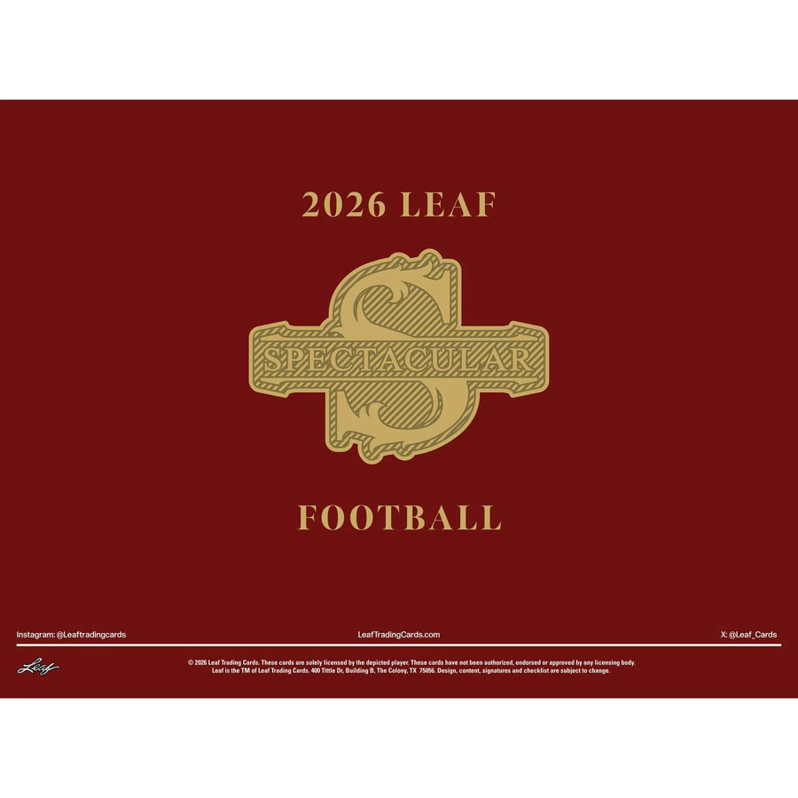 DRAFT - Presell 2026 Leaf Spectacular Football Hobby 3-Box Case (Presell) Releases Jun. 10th, 2026