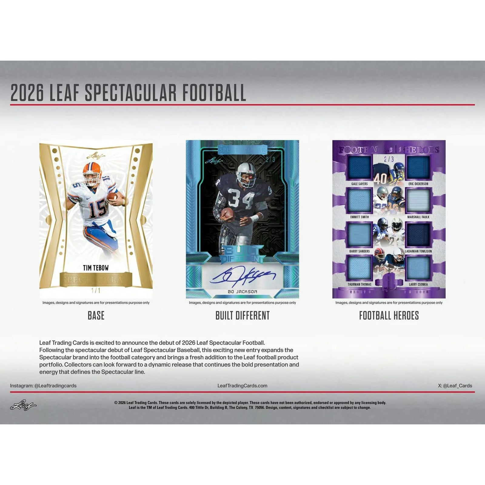 DRAFT - Presell 2026 Leaf Spectacular Football Hobby 3-Box Case (Presell) Releases Jun. 10th, 2026
