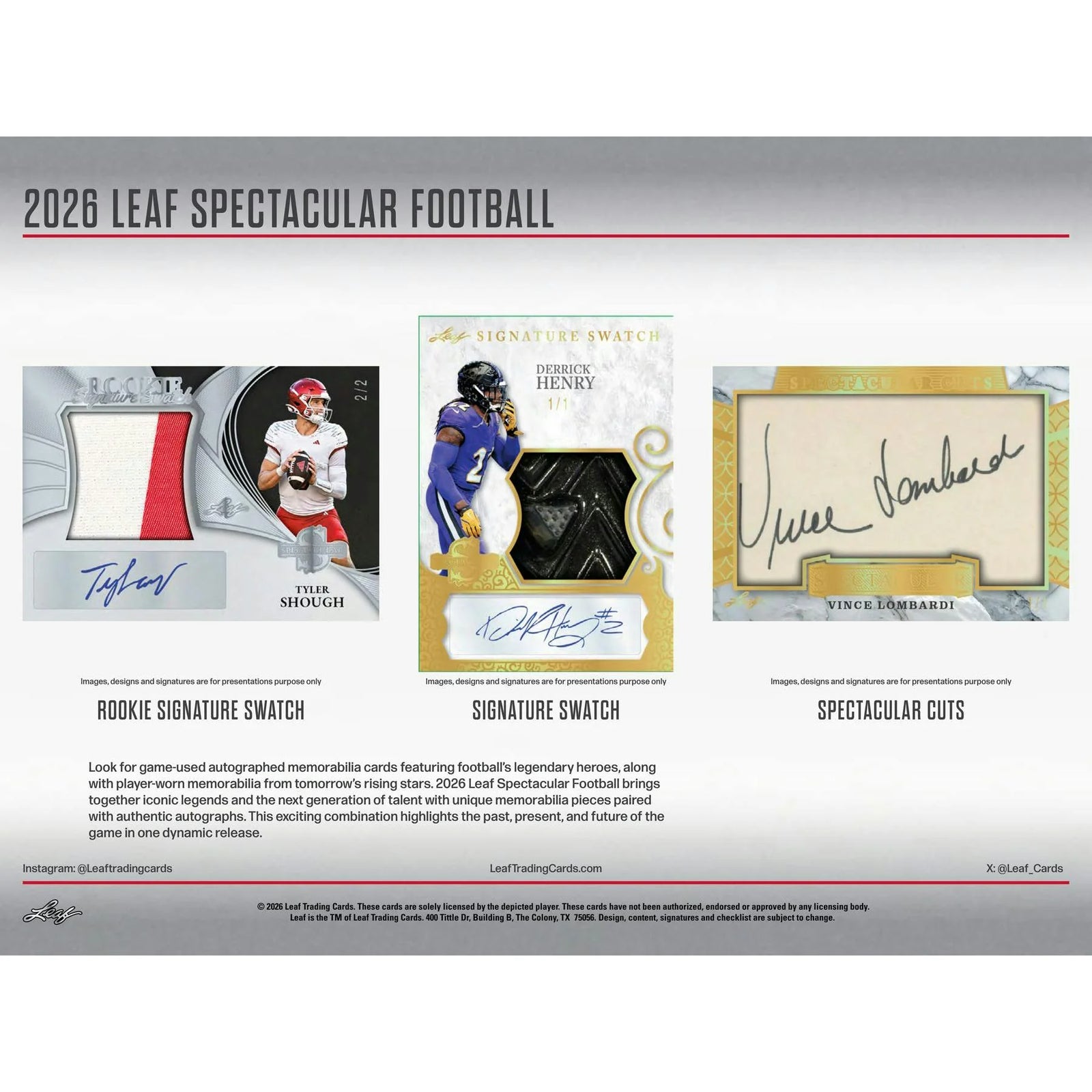 DRAFT - Presell 2026 Leaf Spectacular Football Hobby 3-Box Case (Presell) Releases Jun. 10th, 2026