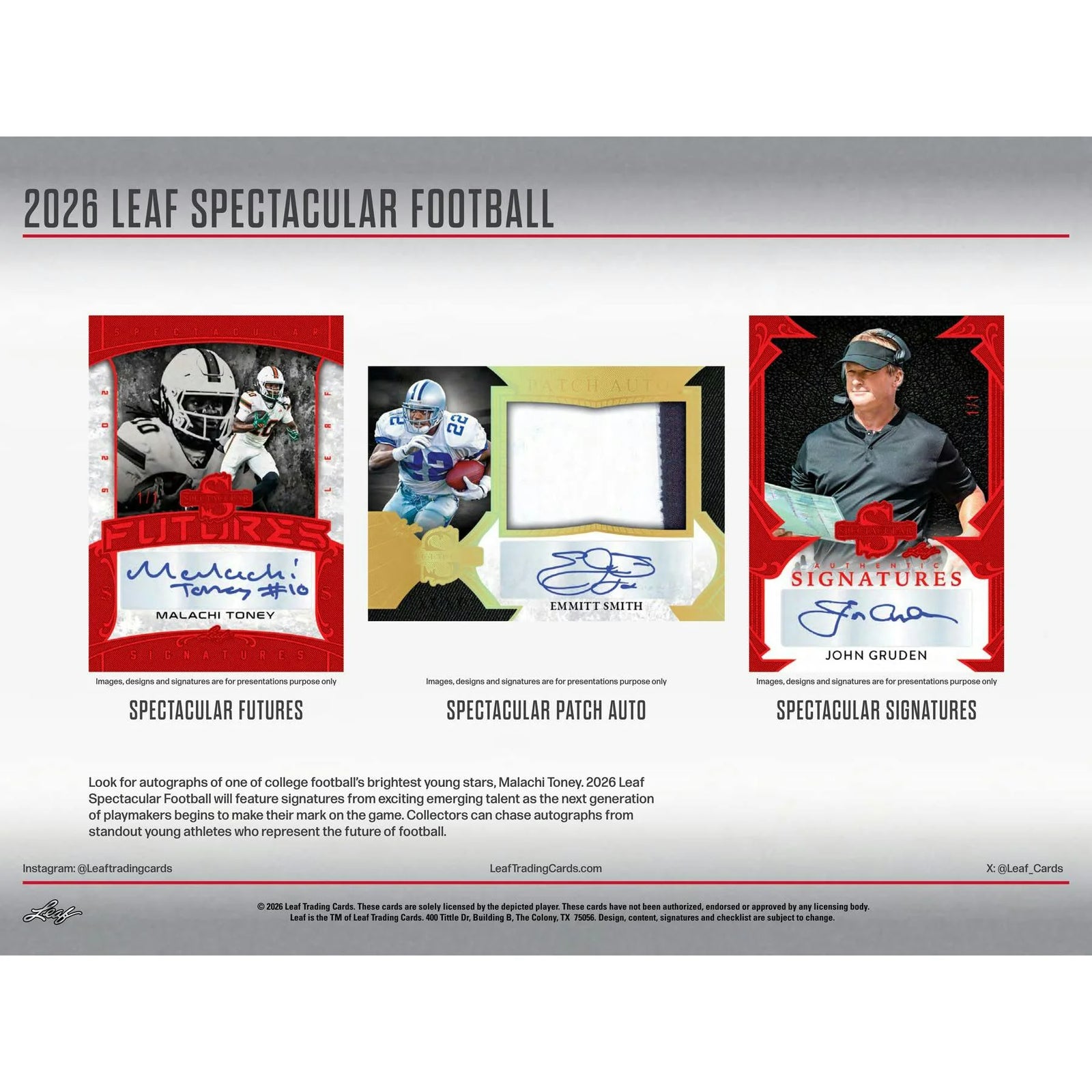 DRAFT - Presell 2026 Leaf Spectacular Football Hobby 3-Box Case (Presell) Releases Jun. 10th, 2026
