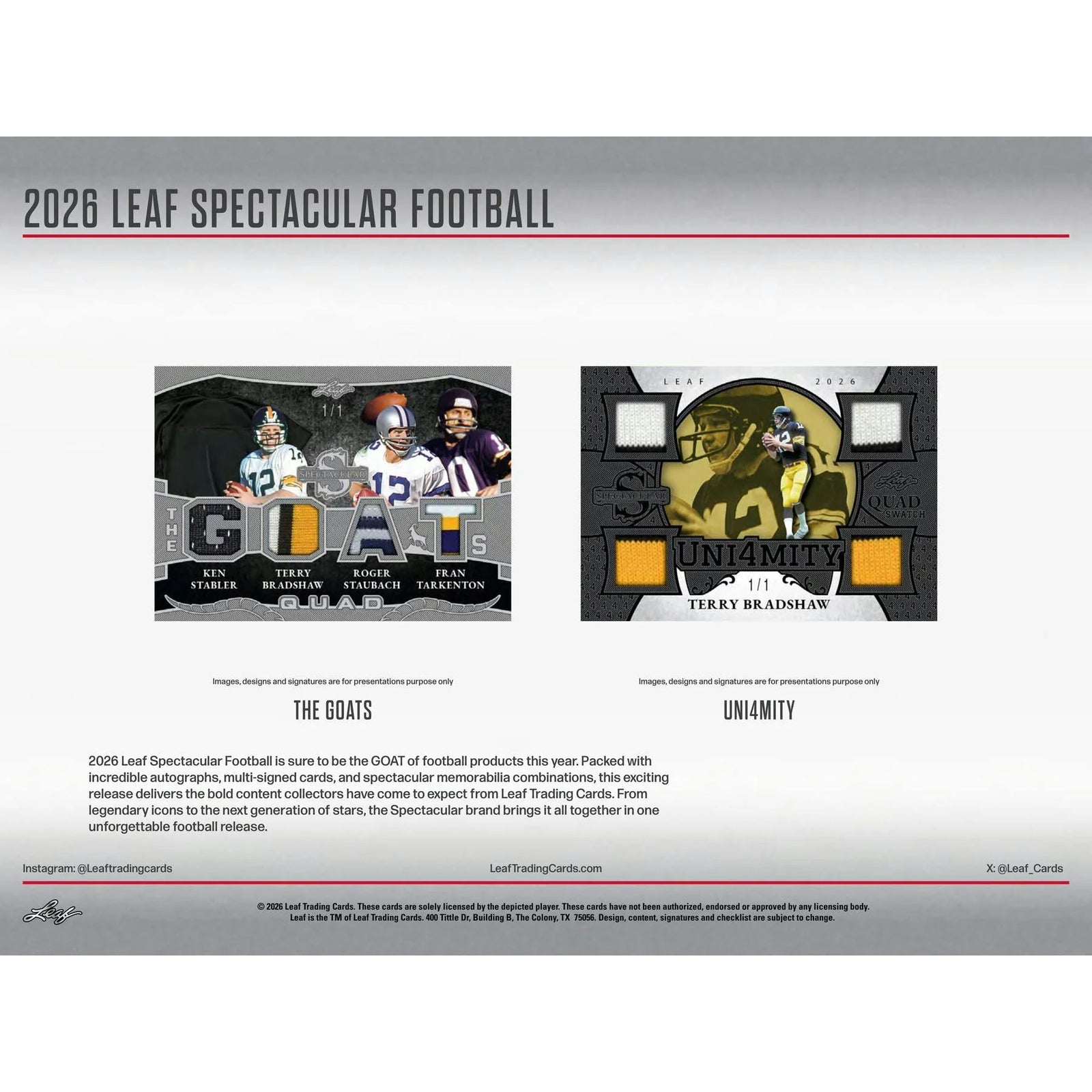 DRAFT - Presell 2026 Leaf Spectacular Football Hobby 3-Box Case (Presell) Releases Jun. 10th, 2026