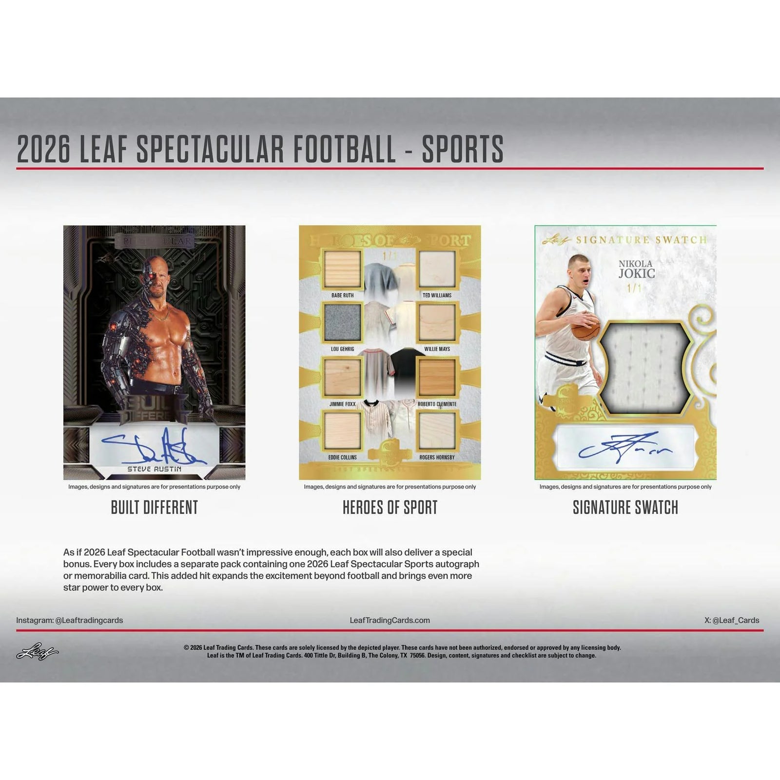 DRAFT - Presell 2026 Leaf Spectacular Football Hobby 3-Box Case (Presell) Releases Jun. 10th, 2026