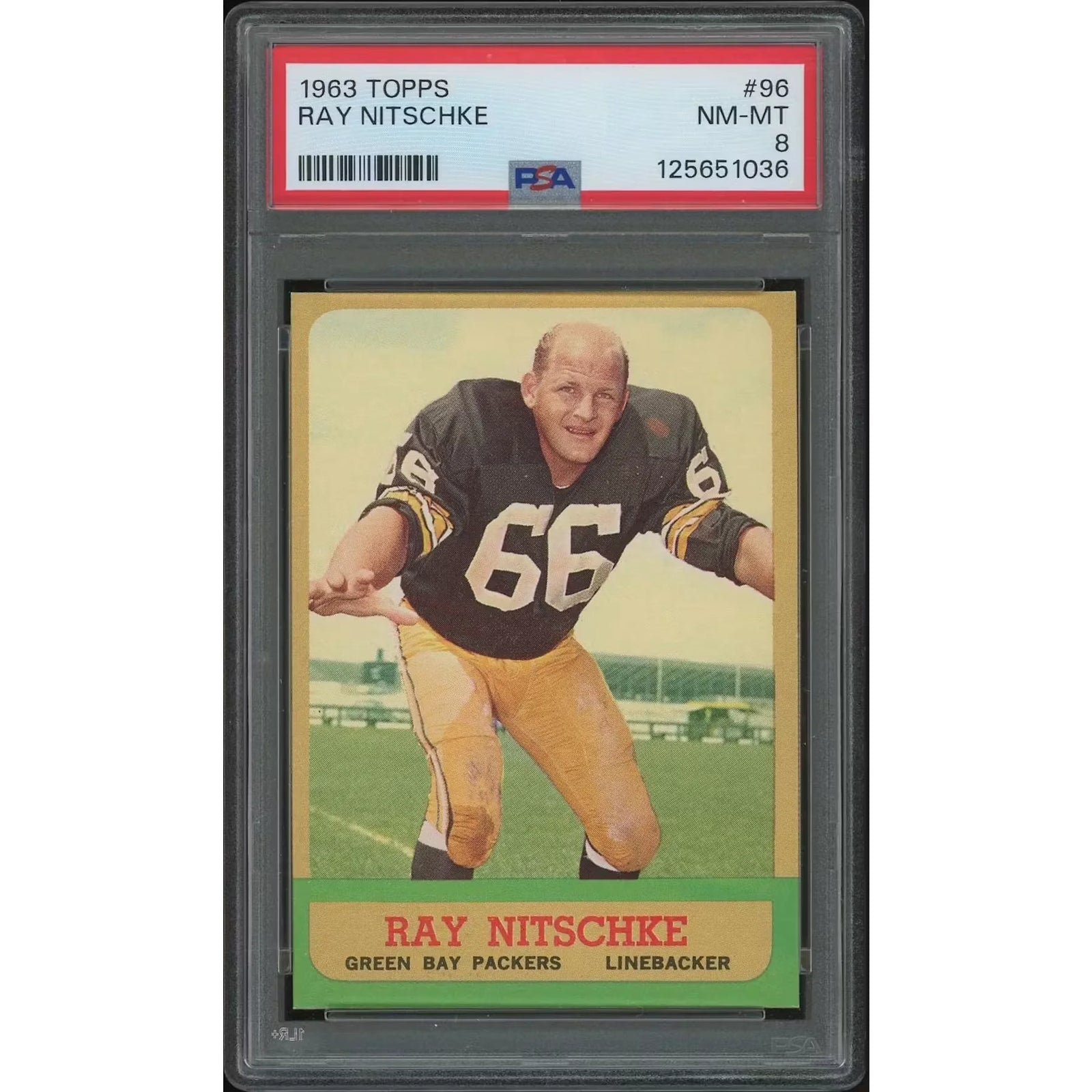 Ray Nitschke 1963 Topps Football #96 Rookie Card | PSA 8 NM-MT