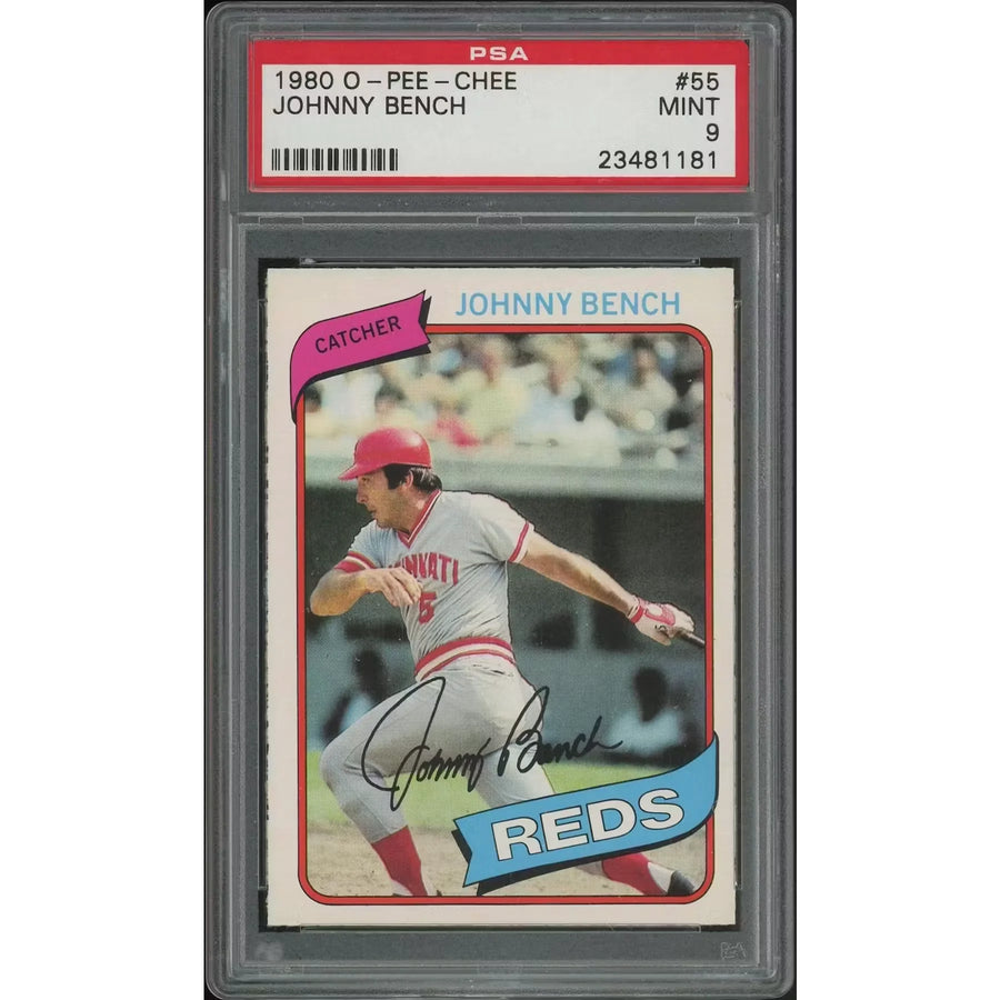 Johnny Bench 1980 O-Pee-Chee Baseball Card #55 | PSA 9 Mint