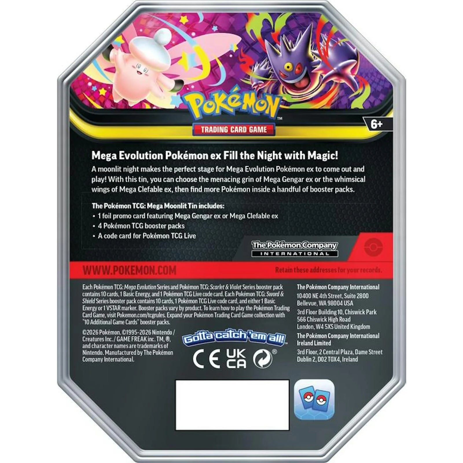 DRAFT - Pokemon Mega Moonlit 6-Tin Case | Presell June 2026
