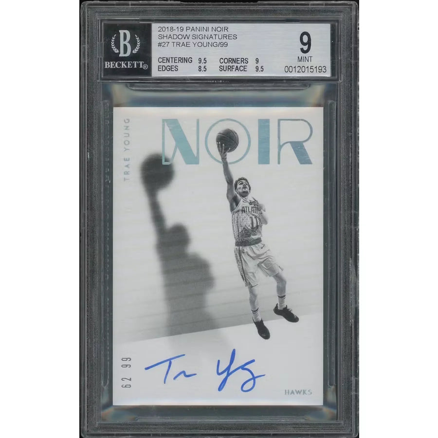Trae Young Signed 2018-19 Panini Noir Rookie #62 Card | BGS 9