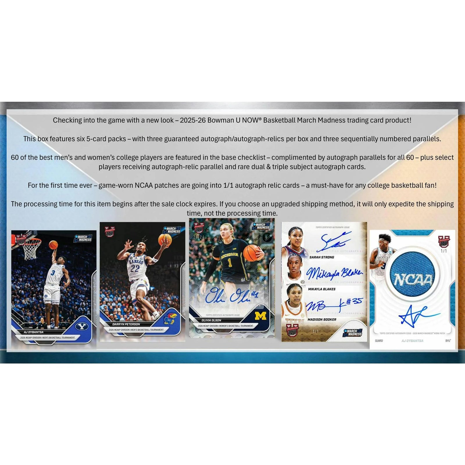2025 26 Bowman University NOW March Madness Basketball Hobby Box