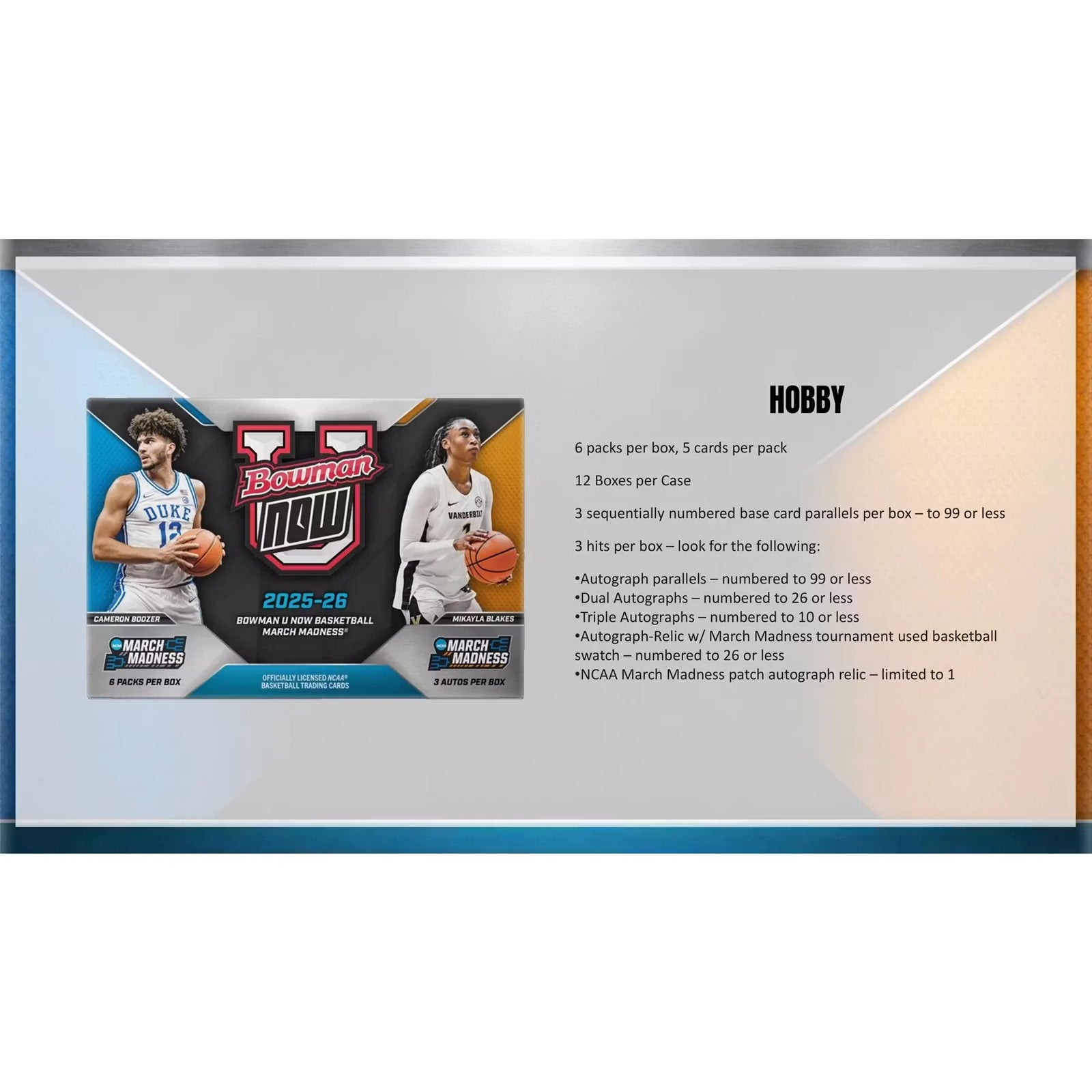 2025 26 Bowman University NOW March Madness Basketball Hobby Box