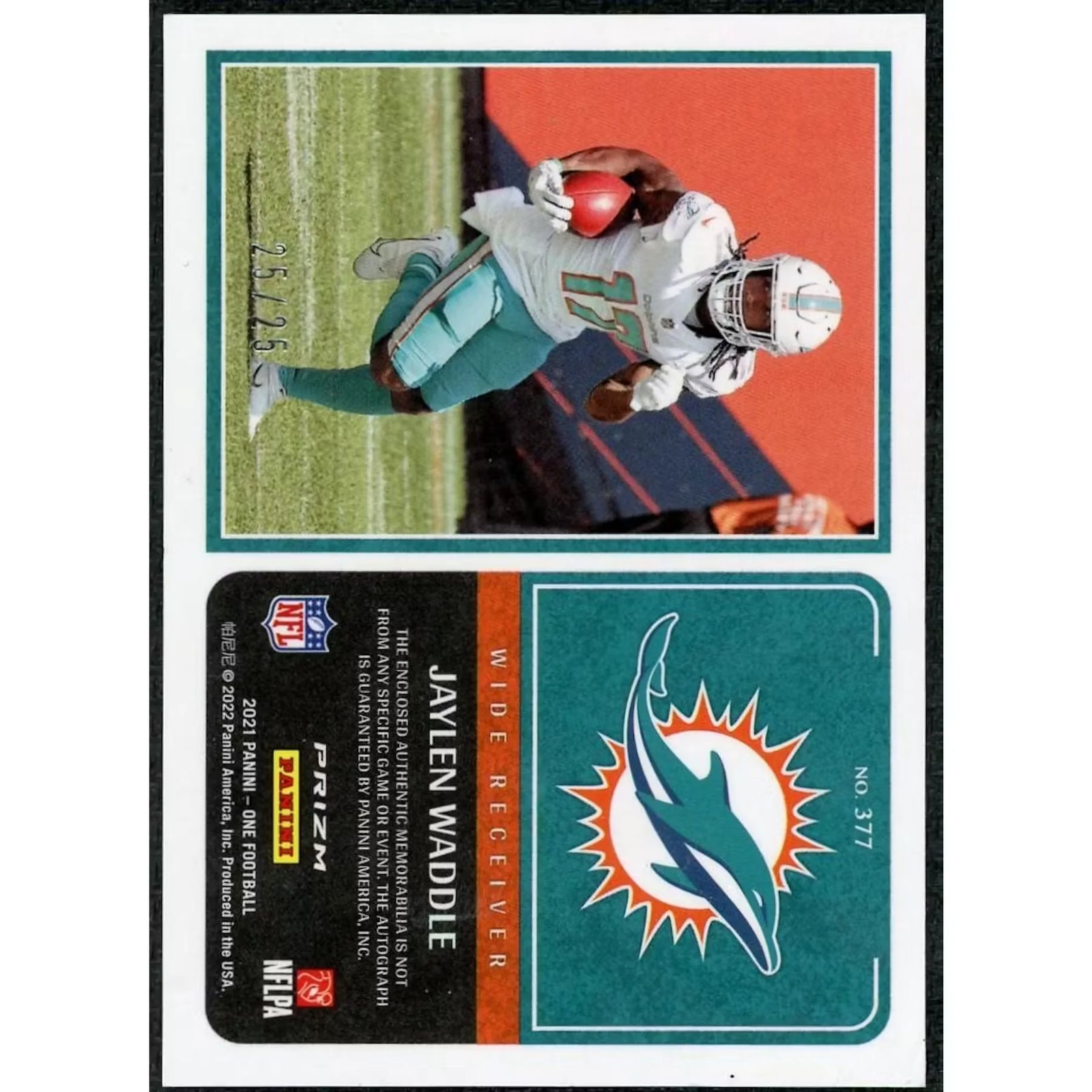 Jaylen Waddle 2021 Panini One Formula One Patch Auto |/25