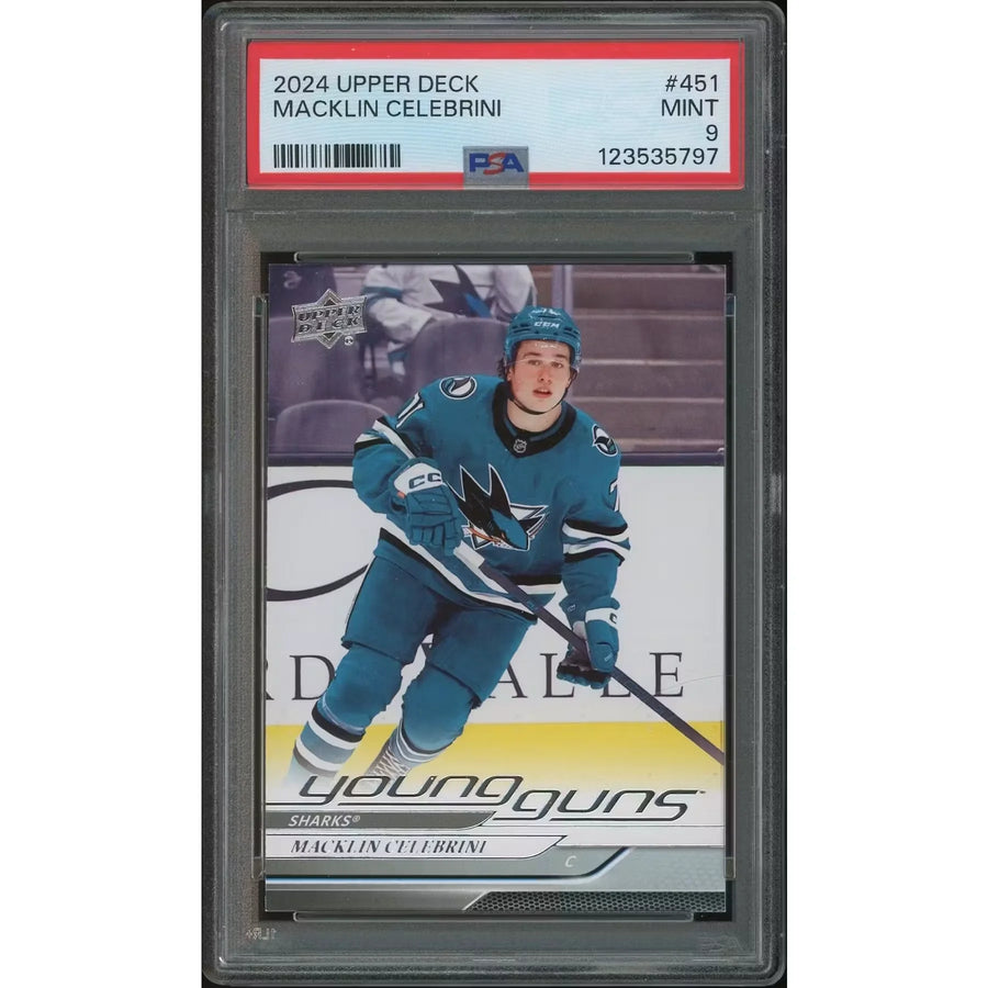 Macklin Celebrini 2024-25 Upper Deck Young Guns Rookie #451 | PSA 9