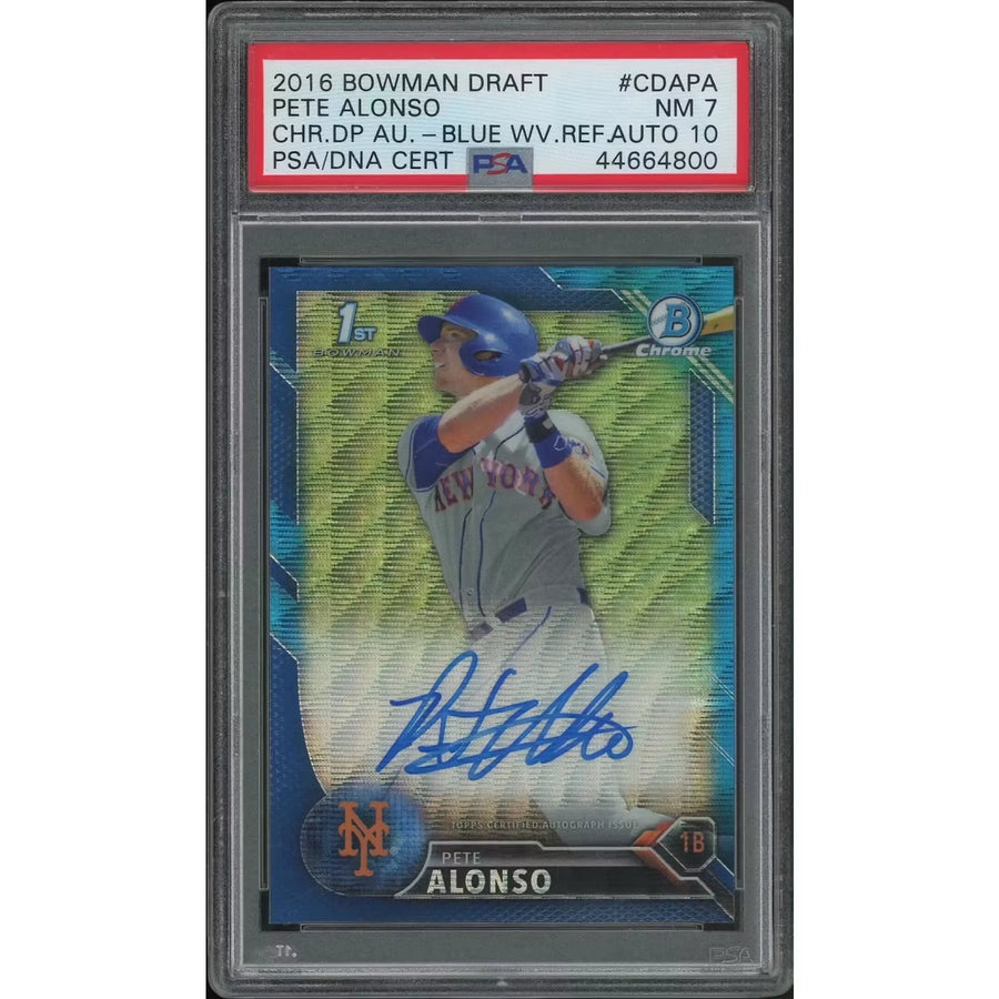 Pete Alonso 2016 Bowman Chrome Draft Rookie Autograph | Blue Wave Refractor PSA 7 #134