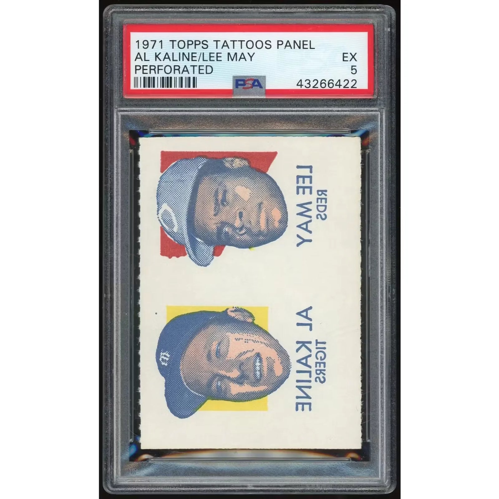 1971 Topps Tattoos Perforated Panel | Al Kaline & Lee May PSA 5