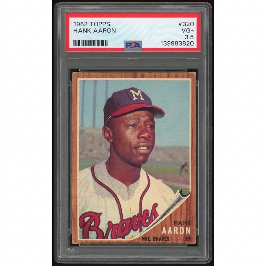 1962 Topps #320 Hank Aaron Baseball Card | PSA 3.5