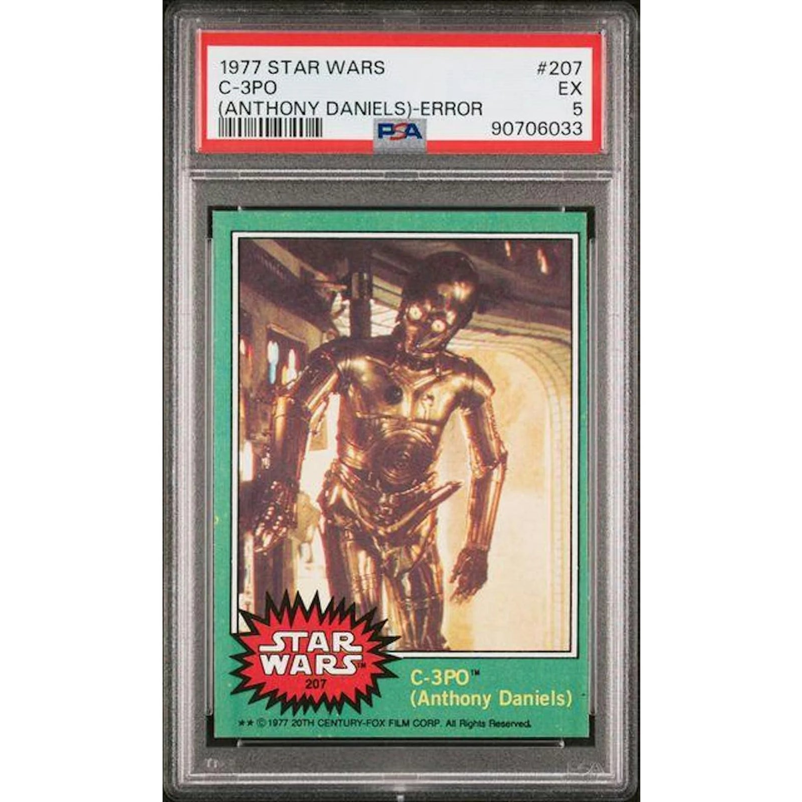 1977 Star Wars C-3PO Anthony Daniels Error #207 | PSA 5