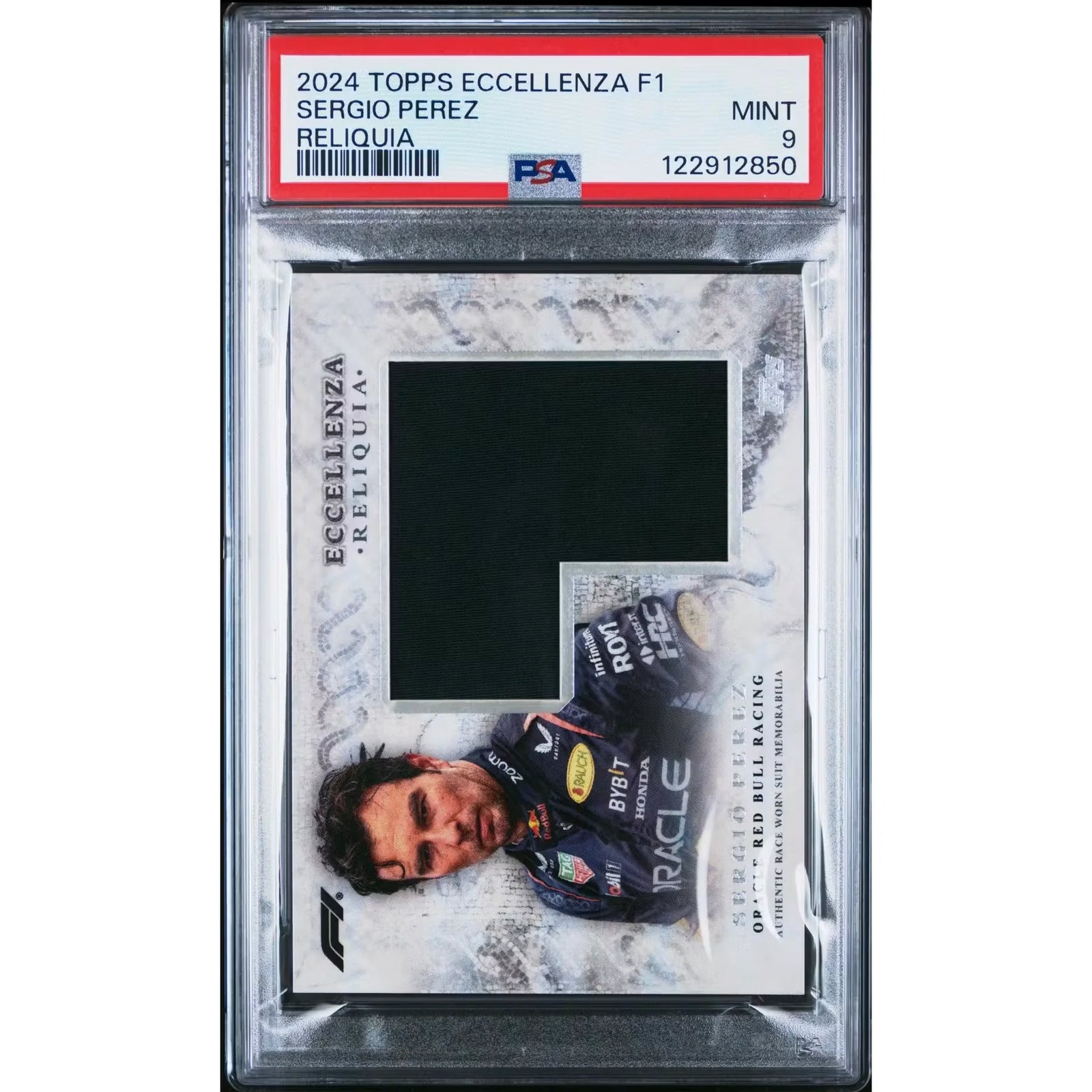 Sergio Perez Signed 2024 Topps Eccellenza Formula 1 Relic | PSA 9