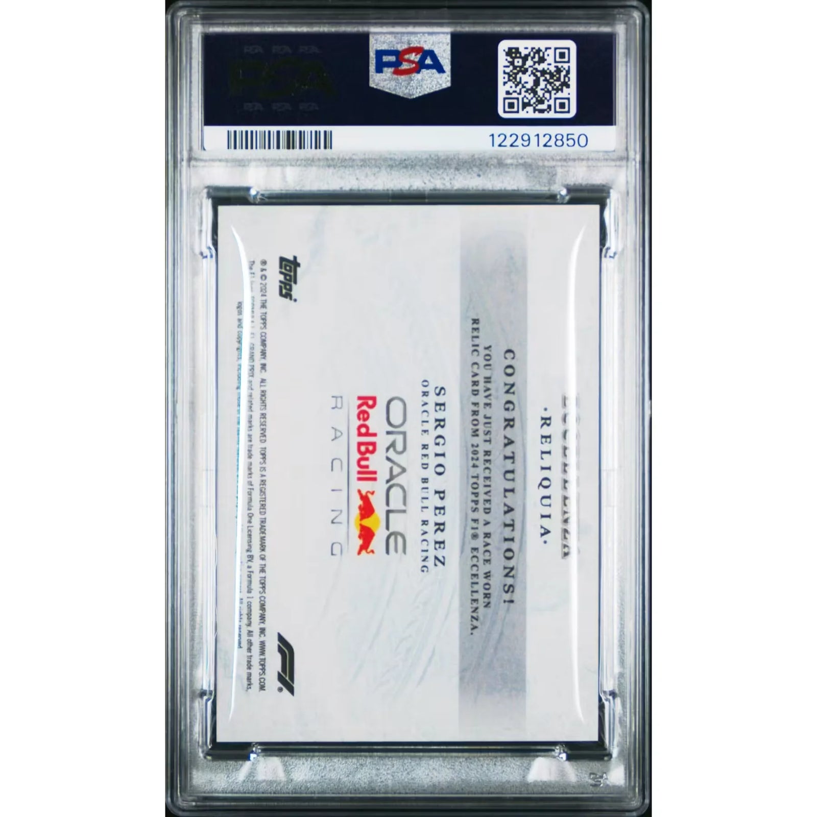 Sergio Perez Signed 2024 Topps Eccellenza Formula 1 Relic | PSA 9
