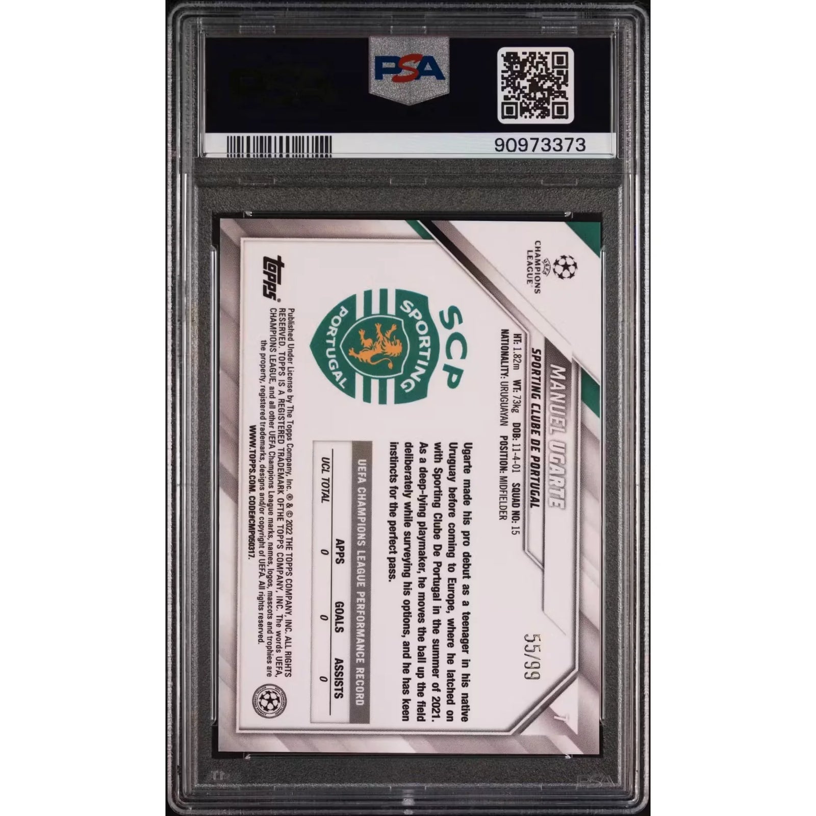Manuel Ugarte 2021-22 Topps Chrome Sapphire Yellow Rookie Card | PSA 10