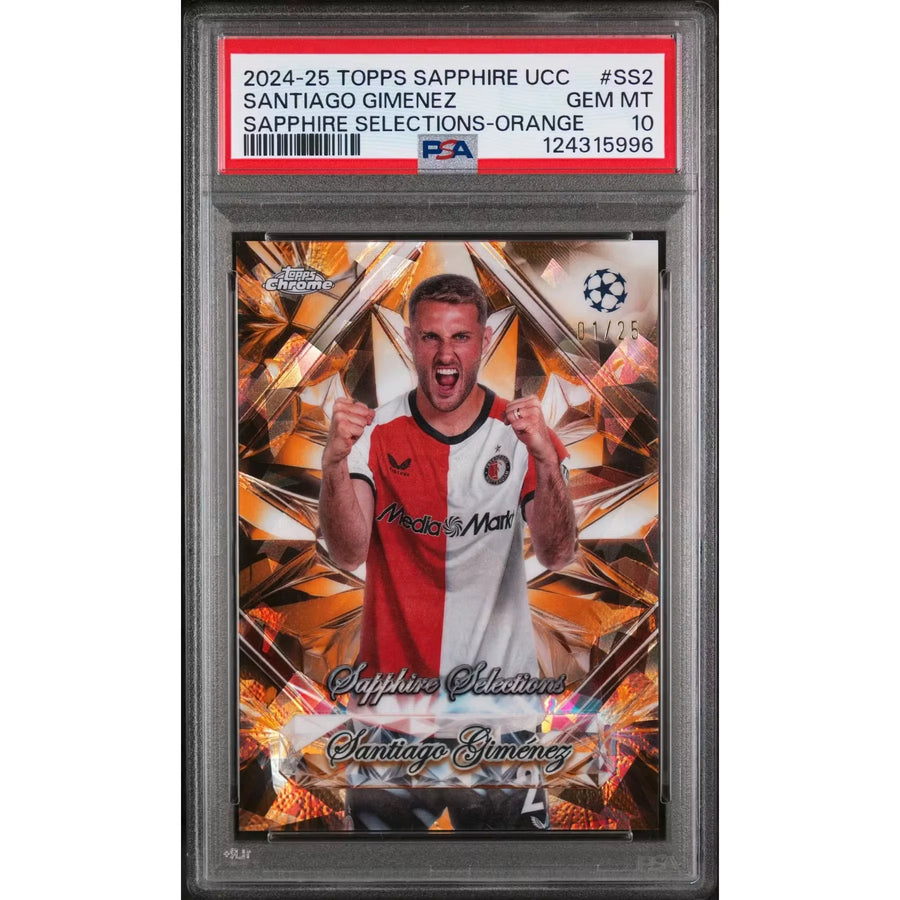 Santiago Gimenez 2024-25 Topps Chrome Sapphire Selections Orange Card | PSA 10