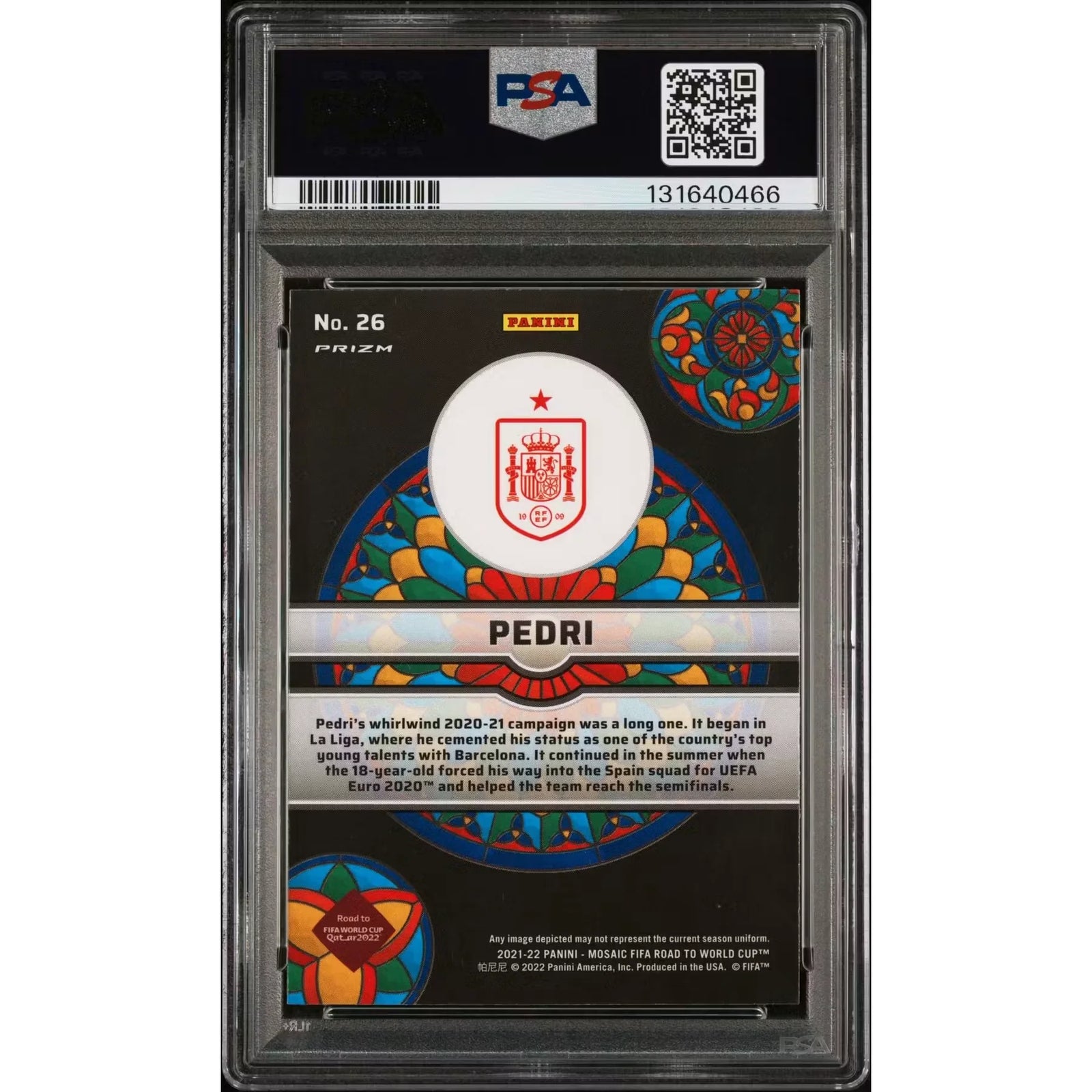Pedri 2021-22 Panini Mosaic Stained Glass #26 | PSA 8