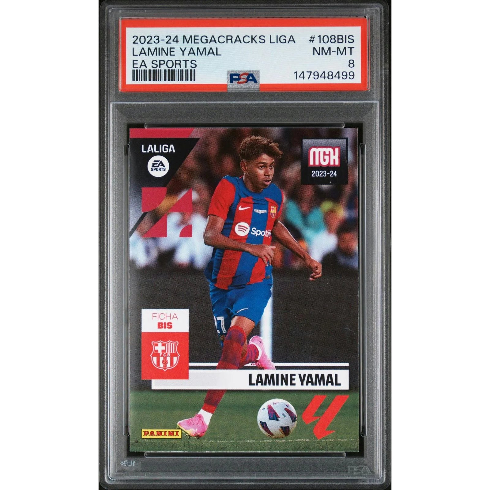 Lamine Yamal 2023-24 Panini Megacracks Rookie Card | PSA 8