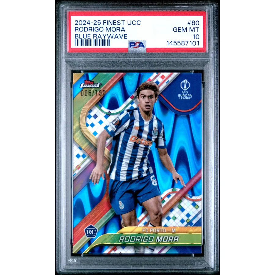 Rodrigo Mora 2024-25 Topps Finest Blue Raywave #80 | PSA 10