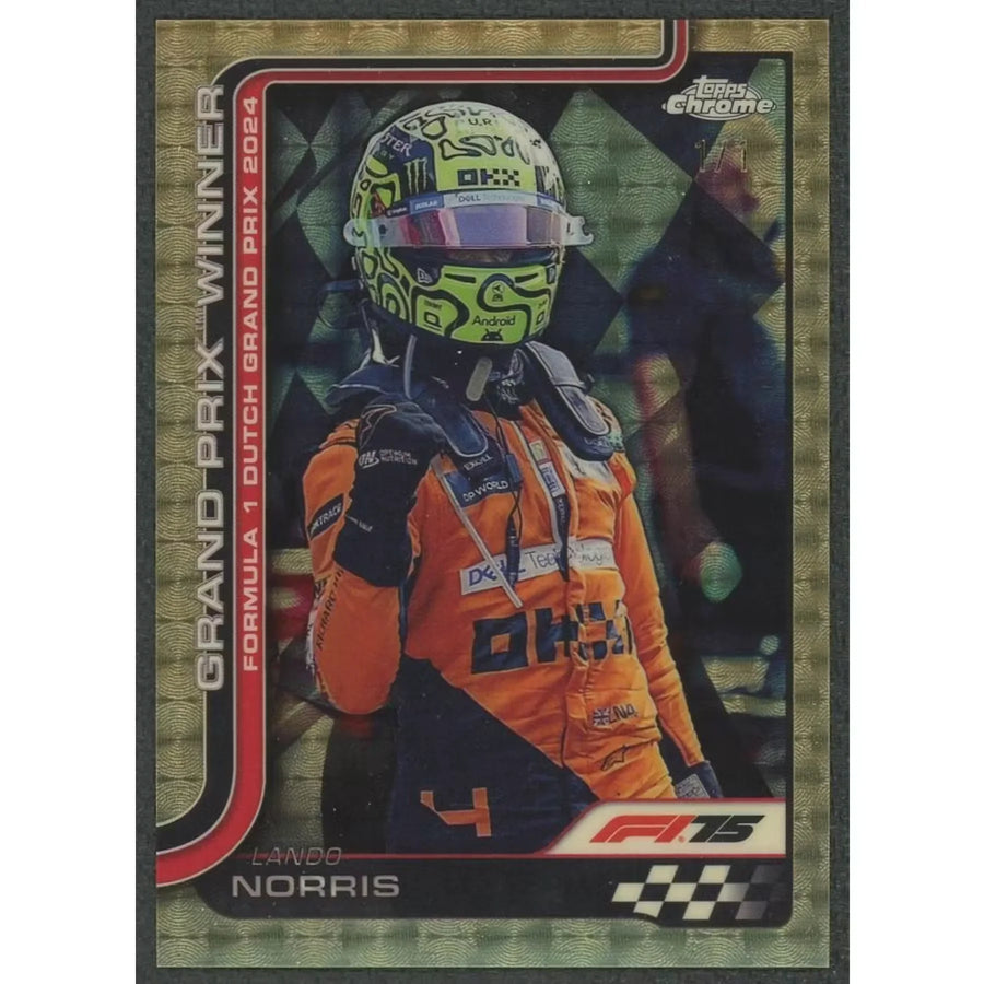 Lando Norris 2025 Topps Chrome #107 Superfractor | 1/1 Grand Prix Winner