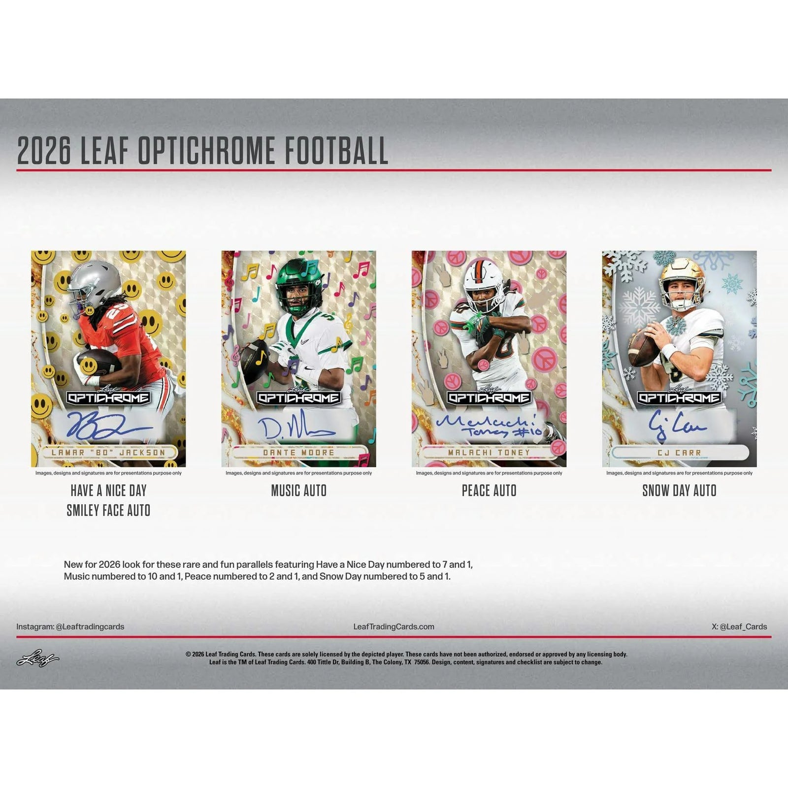 DRAFT - New 2026 Leaf Optichrome Football Hobby Jumbo Box