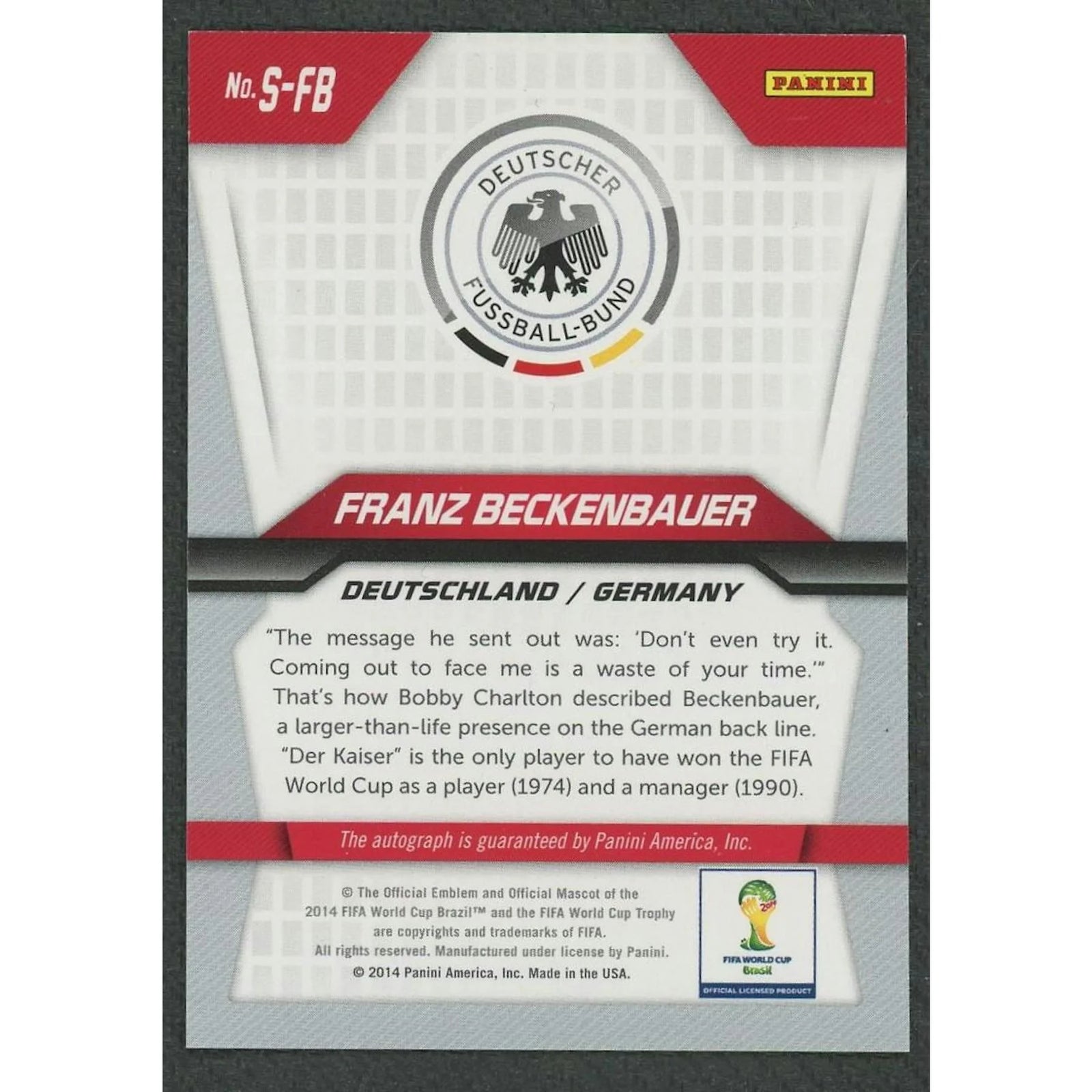 Gianluigi Buffon Signed 2014 Panini Prizm World Cup Card