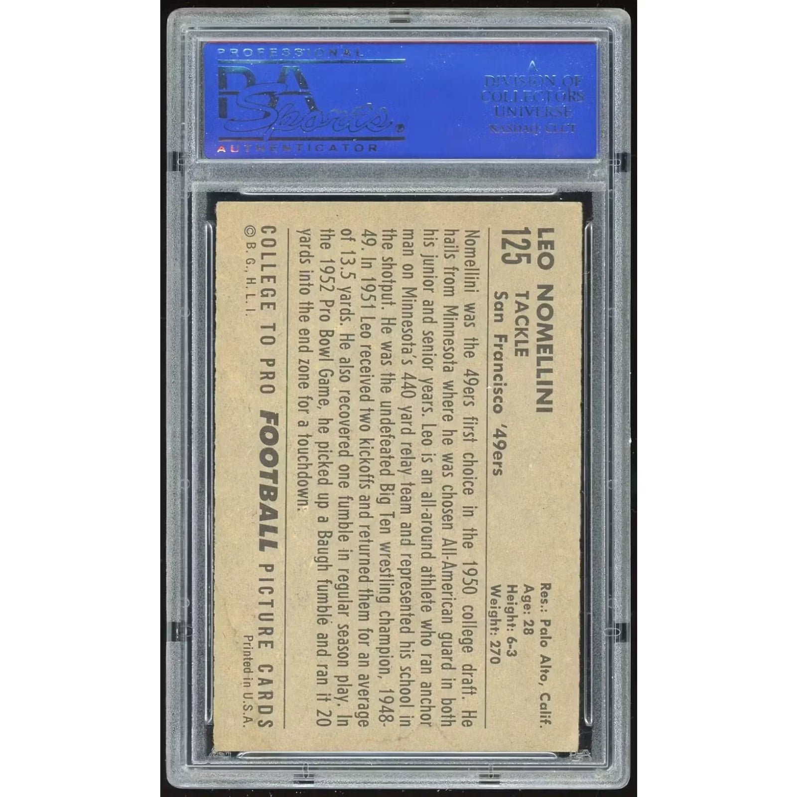 Leo Nomellini 1952 Bowman Large #125 | PSA 6