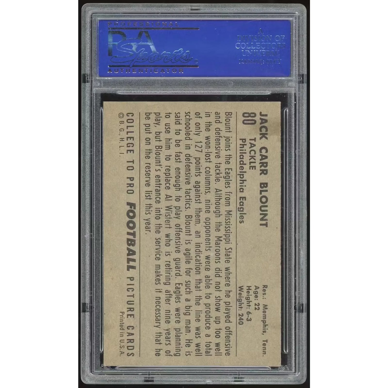 1952 Bowman Large #80 Jack Carr Blount | PSA 7