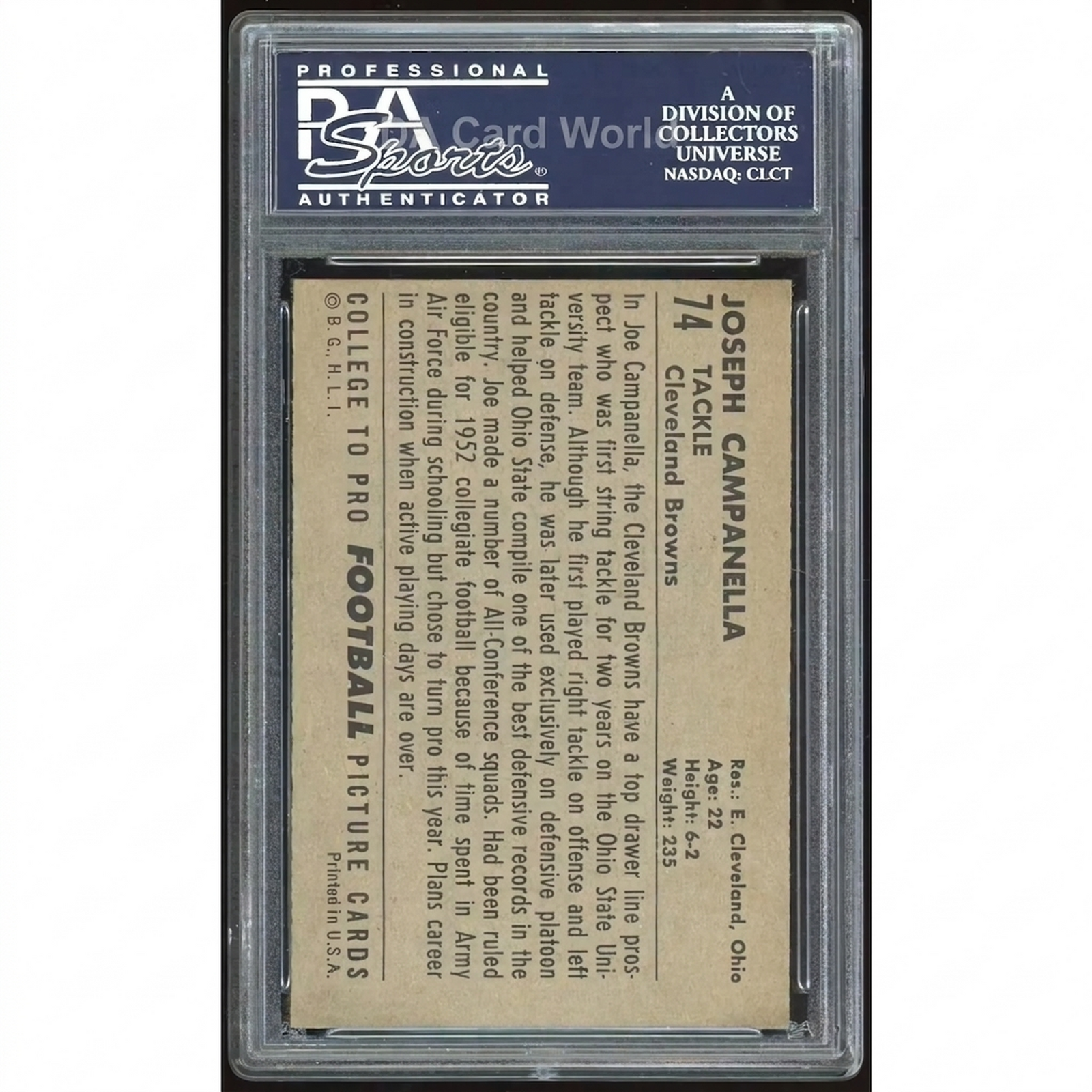 1952 Bowman Large #74 Joe Campanella | PSA 6