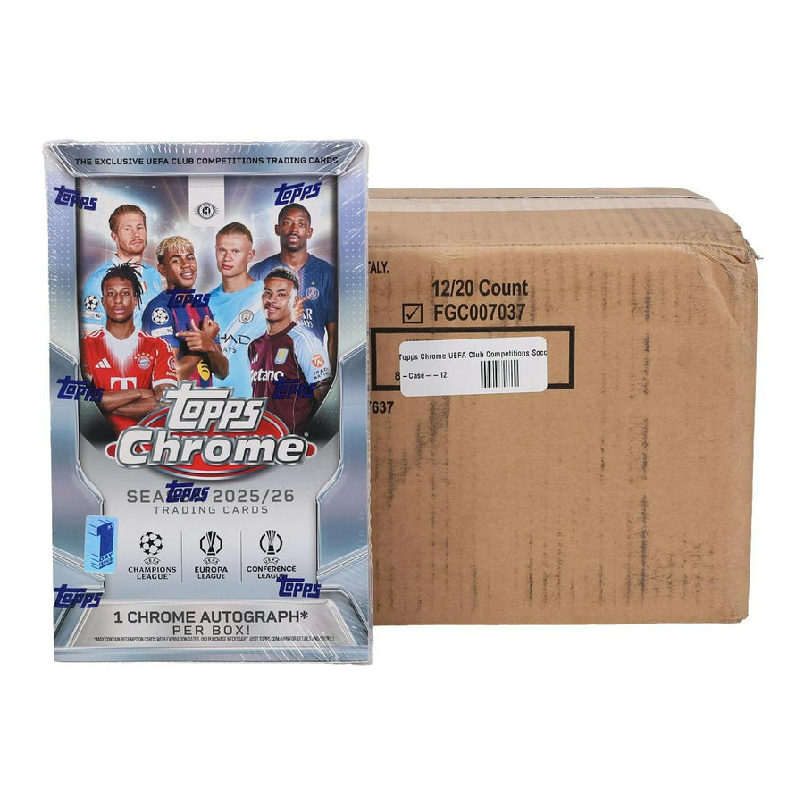 DRAFT - New 2025/26 Topps Chrome UEFA Club Competitions Soccer First Day Issue Hobby 12-Box Case