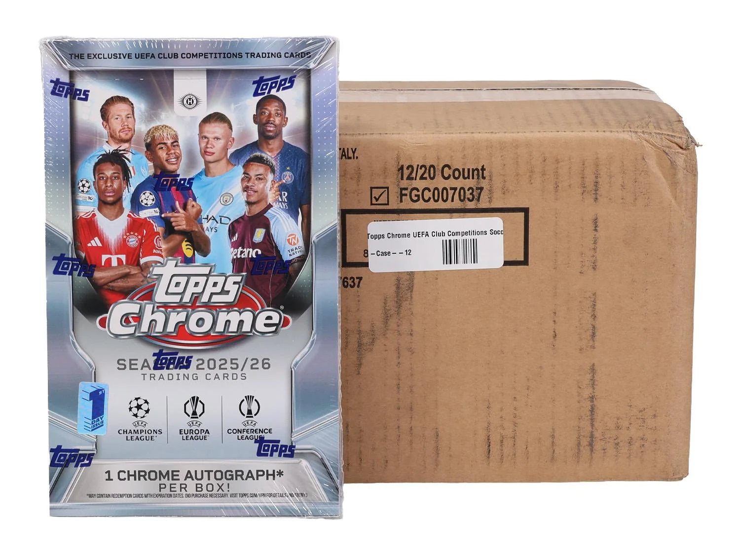 DRAFT - New 2025/26 Topps Chrome UEFA Club Competitions Soccer First Day Issue Hobby 12-Box Case