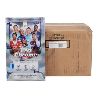 DRAFT - New 2025/26 Topps Chrome UEFA Club Competitions Soccer First Day Issue Hobby 12-Box Case