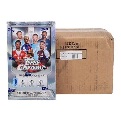 DRAFT - New 2025/26 Topps Chrome UEFA Club Competitions Soccer First Day Issue Hobby 12-Box Case